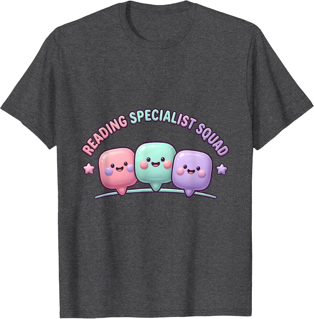Reading Specialist Squad Cute Kawaii Literacy Teacher Team T-Shirt - Dark Heather Grey