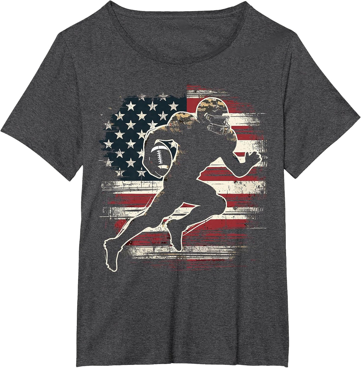 American Football Player Patriotic T-Shirt - Dark Heather Grey
