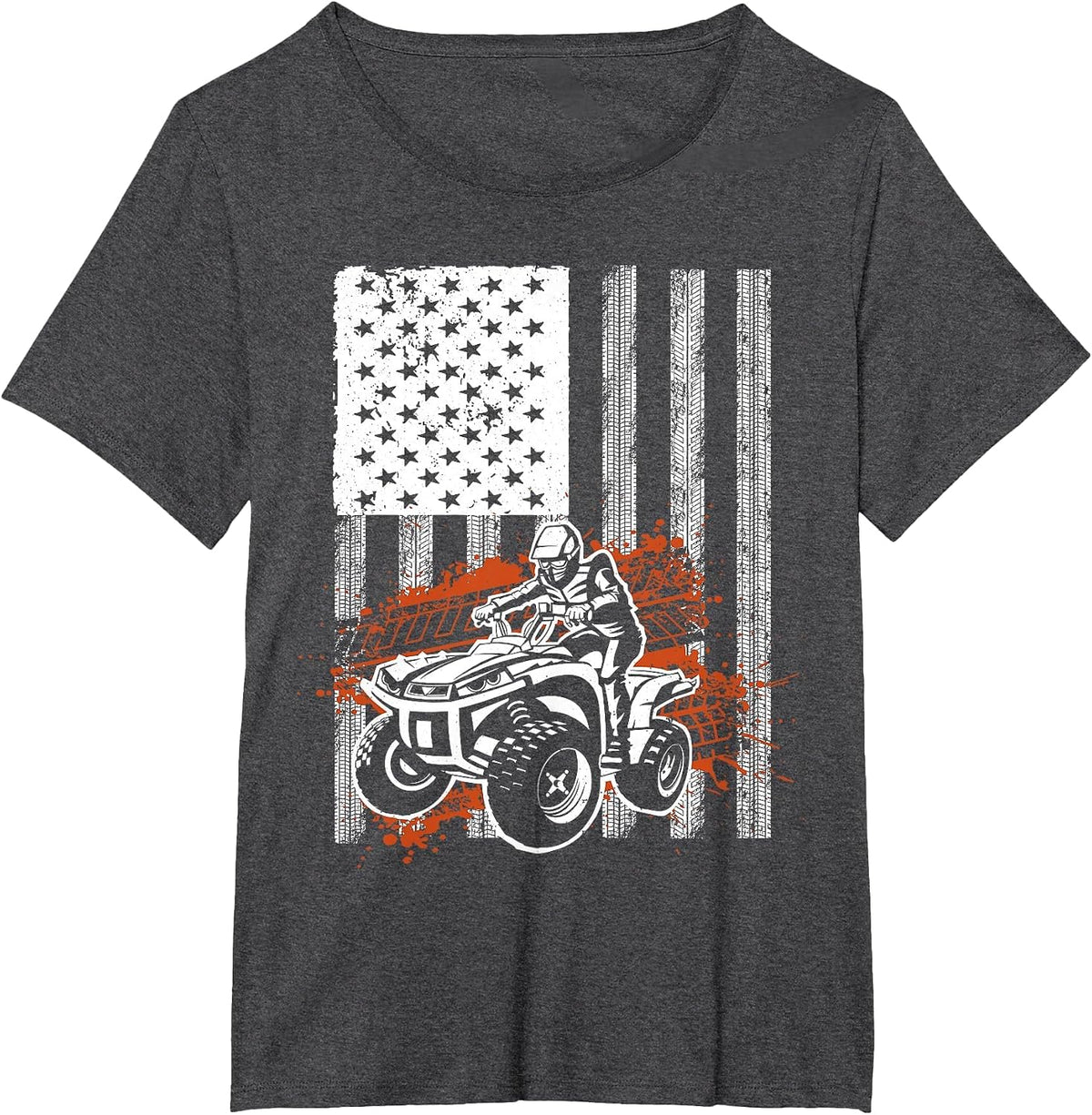 Cool ATV for Men Women Quad Racing Squad USA Flag 4 Wheeler T-Shirt - Dark Heather Grey