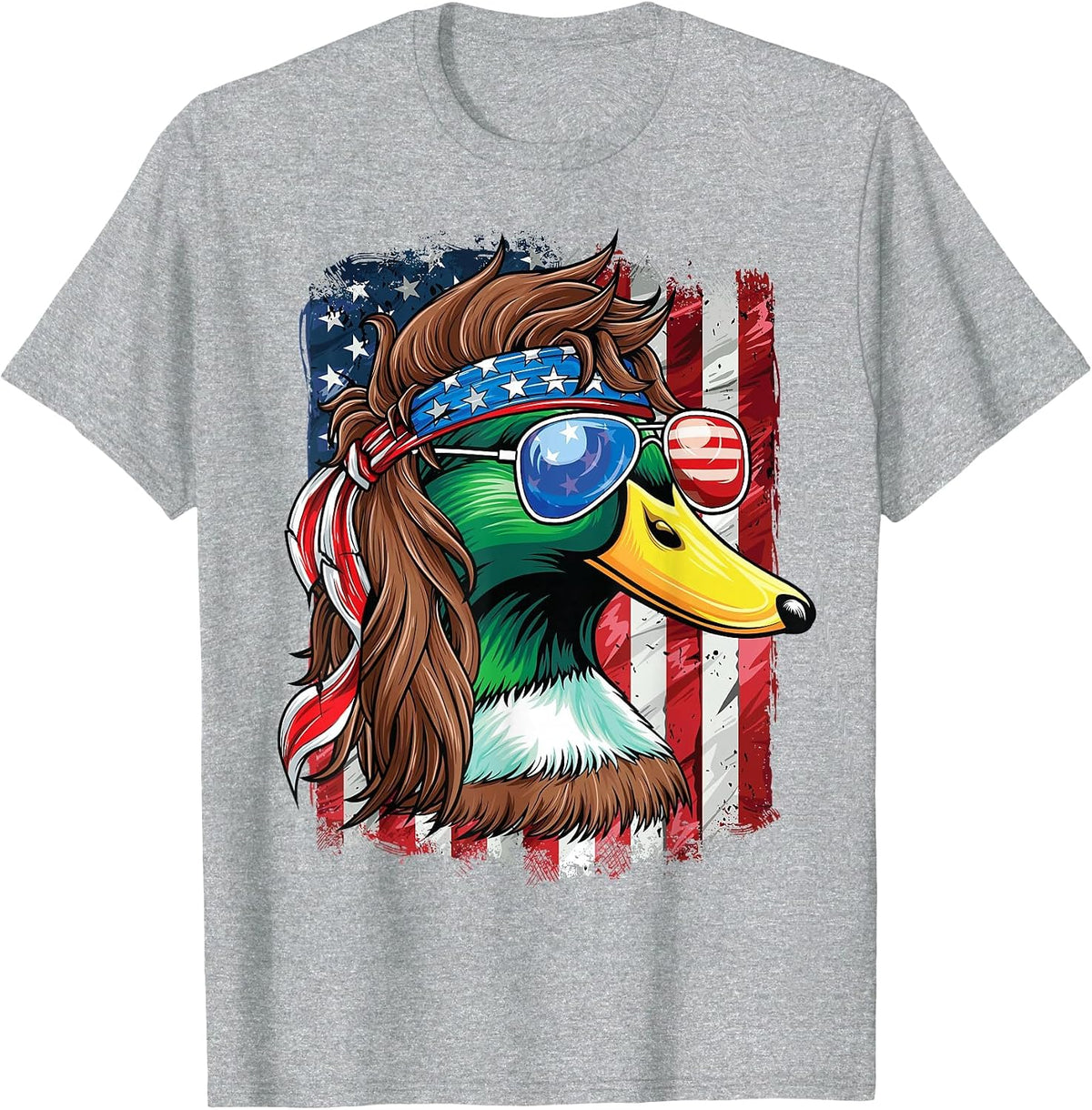 Duck Hunter American Flag Waterfowl Hunting T-Shirt - Heather Grey