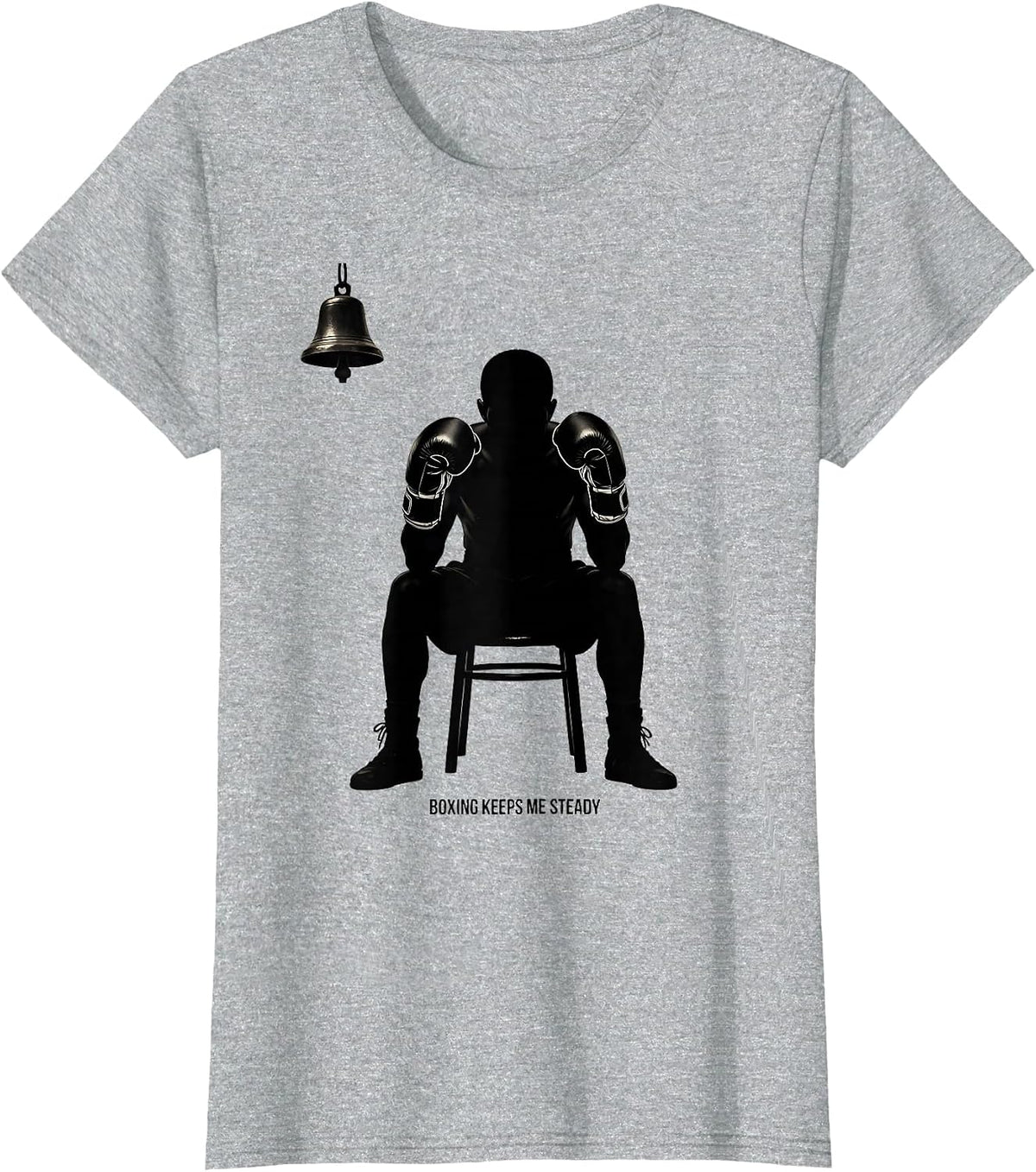 Women's Boxing Keeps Me Steady Silhouette Boxing Fan Gift T-Shirt - Heather Grey