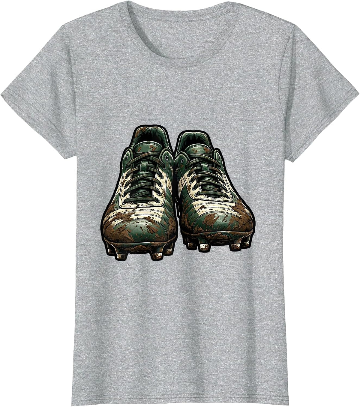 Women's Muddy Rugby Boots Graphic Design T-Shirt - Heather Grey