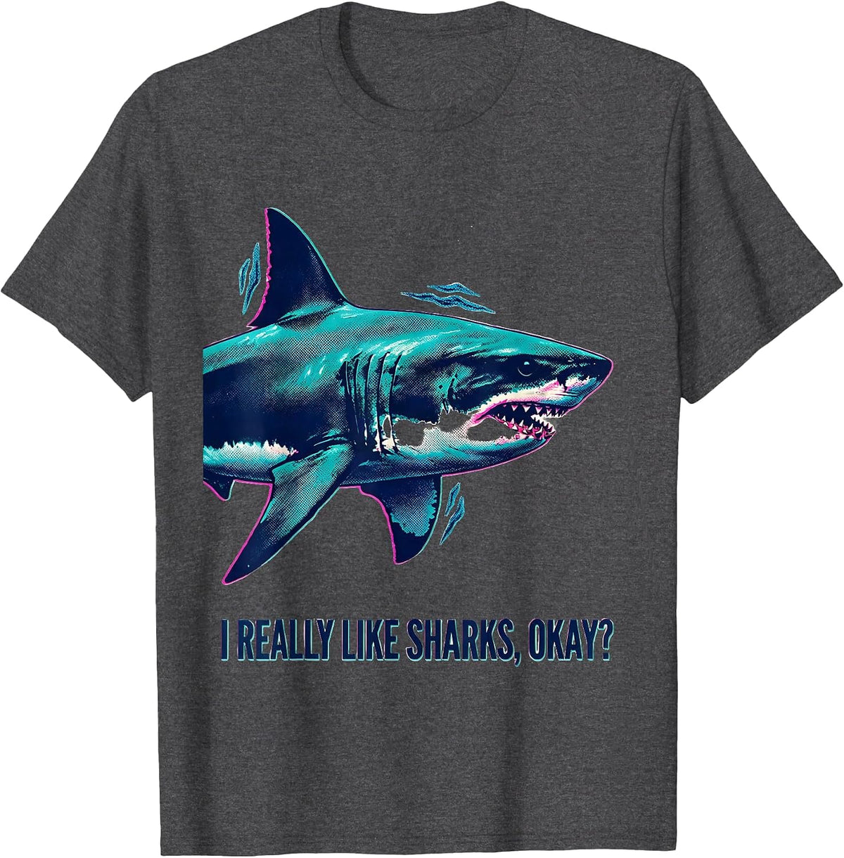 Men's I Really Like Sharks Okay? Cute Whale Shark Humor Ocean T-Shirt - Dark Heather Grey