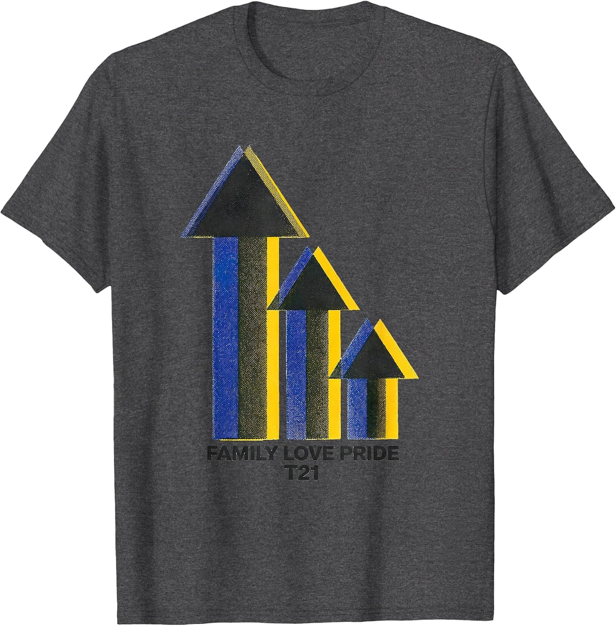 Men's Family Love Pride T21 Risograph Down Syndrome Awareness T-Shirt - Dark Heather Grey