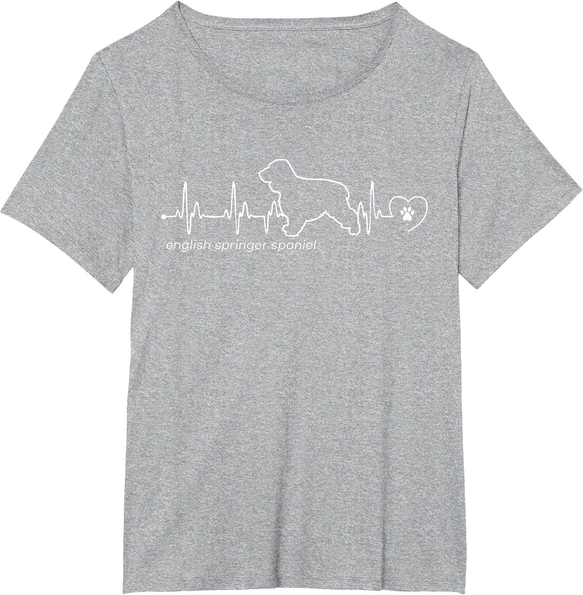 Heartbeat English Springer Spaniel T-Shirt - Heather Grey