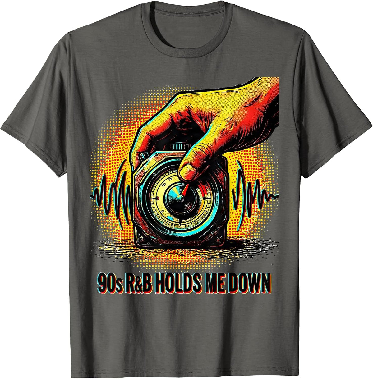 Men's 90s R&B Holds Me Down Pop Art Retro Music Fan T-Shirt - Asphalt Grey