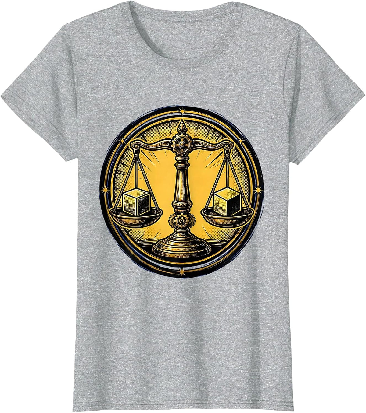 Math Teacher Vintage Balance Scale Equations Graphic T-Shirt - Heather Grey