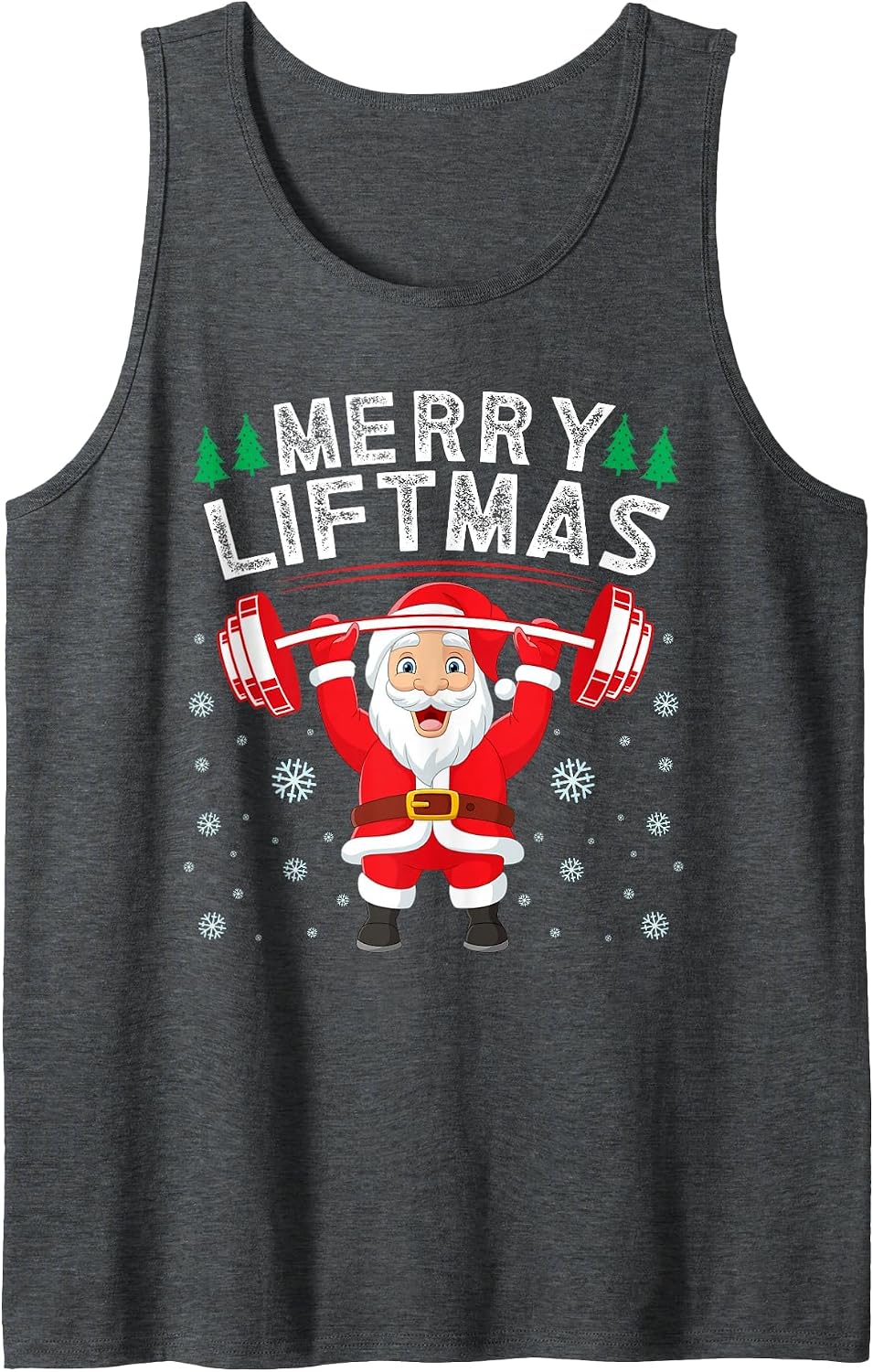 Merry Liftmas Santa Gym Workout Funny Christmas Fitness Tank Top - Dark Heather Grey