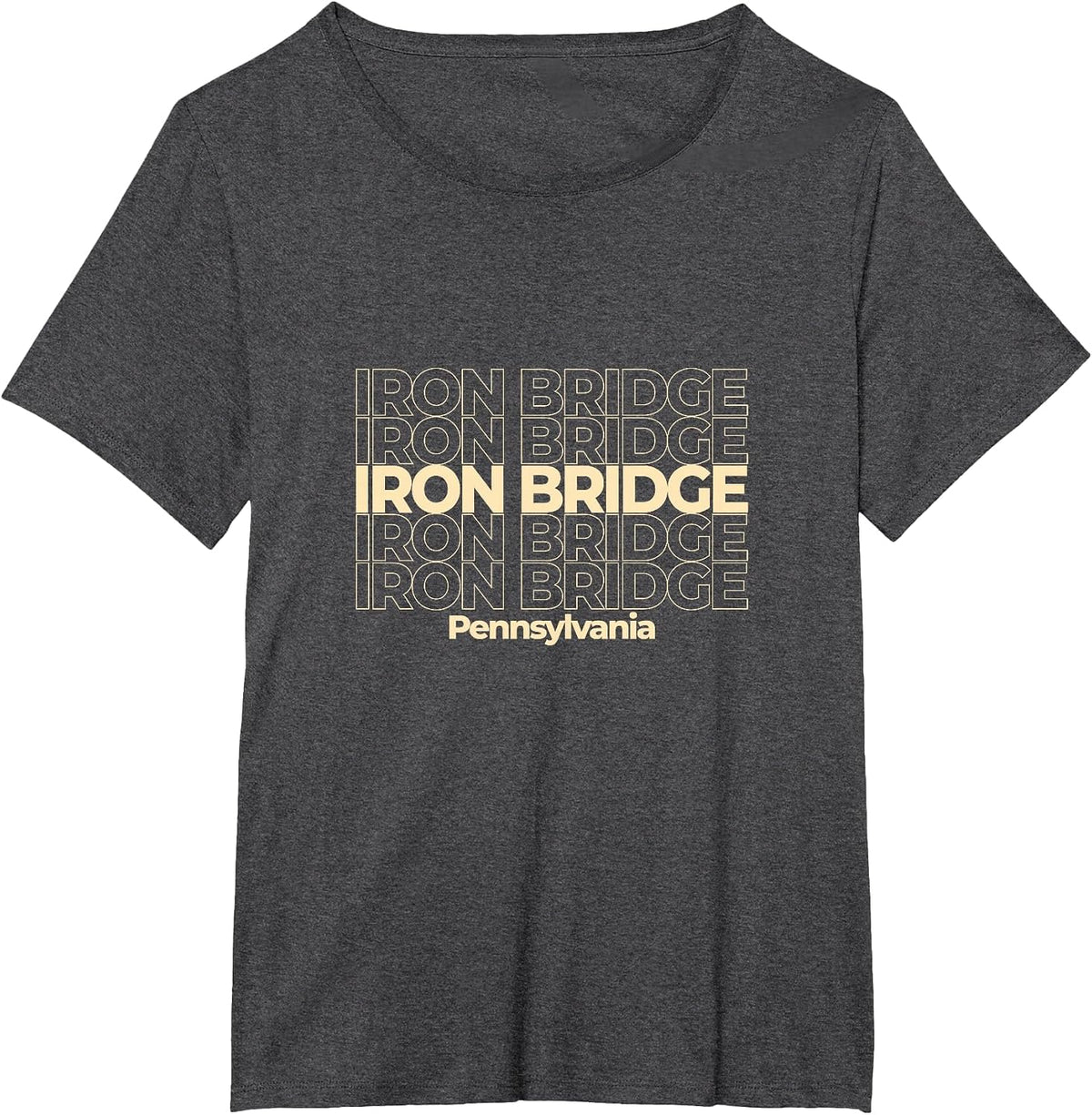 Vintage Iron Bridge, Pennsylvania Repeating Text T-Shirt - Dark Heather Grey