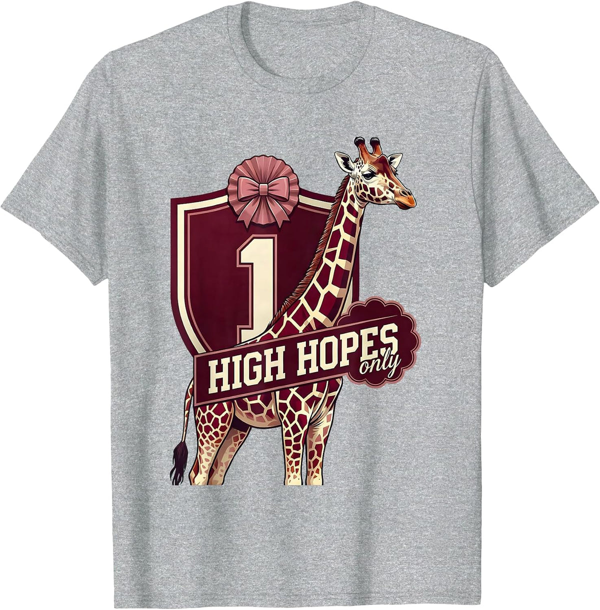 Men's Giraffe High Hopes Only Optimistic Design T-Shirt - Heather Grey
