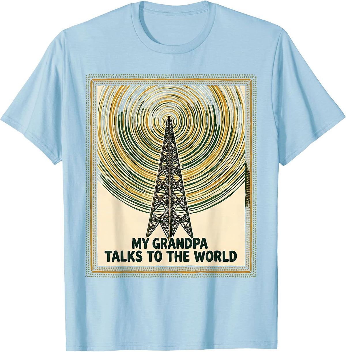 Men's My Grandpa Talks To The World Funny Ham Radio Operator Hobby T-Shirt - Baby Blue