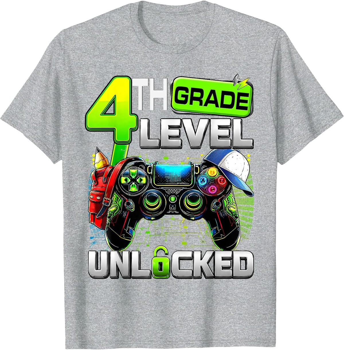 Controller 4th Grade Fourth Level Unlocked First Day Boys T-Shirt - Heather Grey