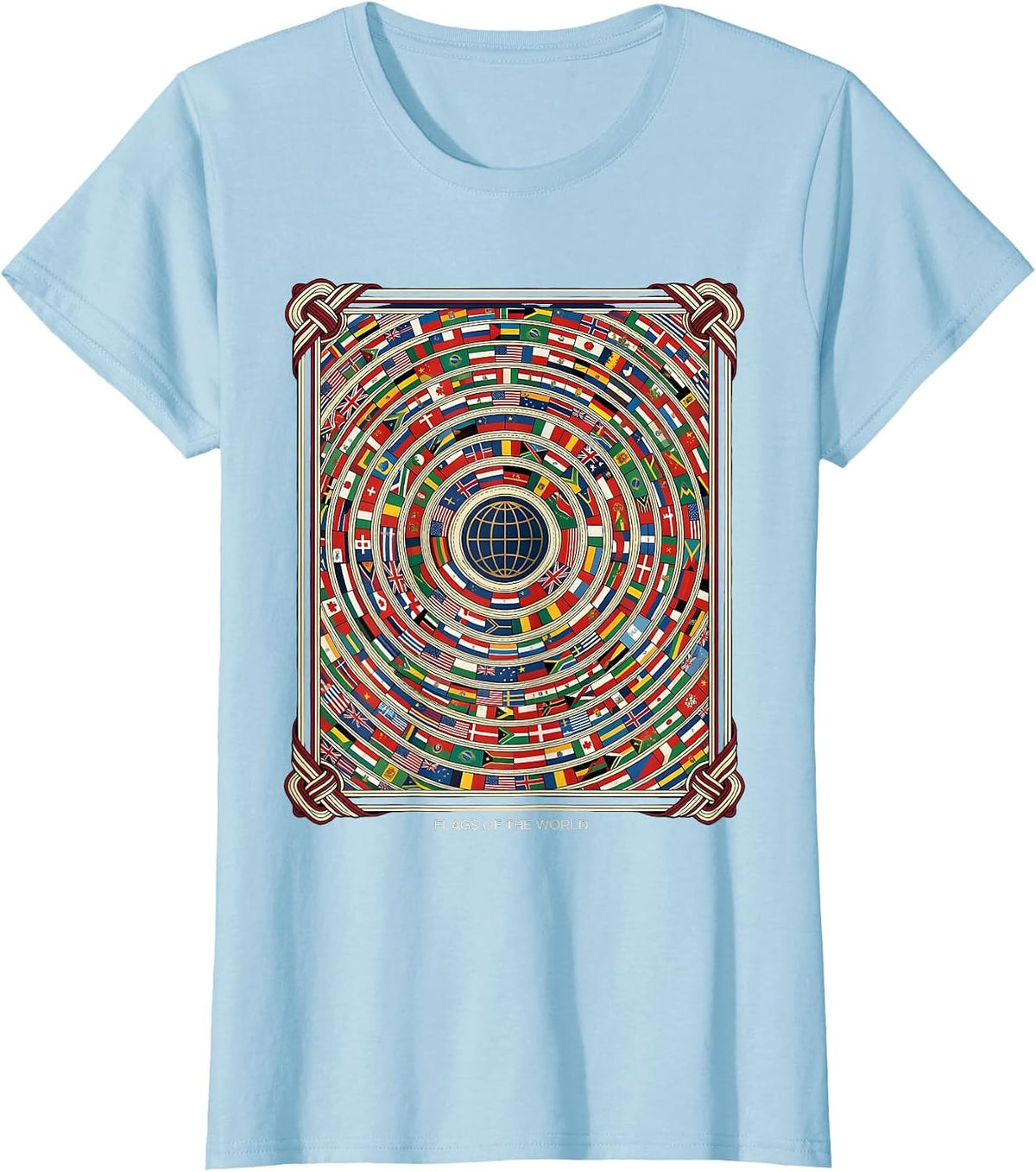 Flags Of The World Geography Lover World Traveler Gift T-Shirt - Baby Blue