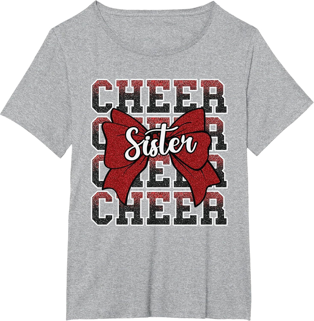 Coquette Cheer Sister Bow Sport Cheerleader Cheerleading Red T-Shirt - Heather Grey