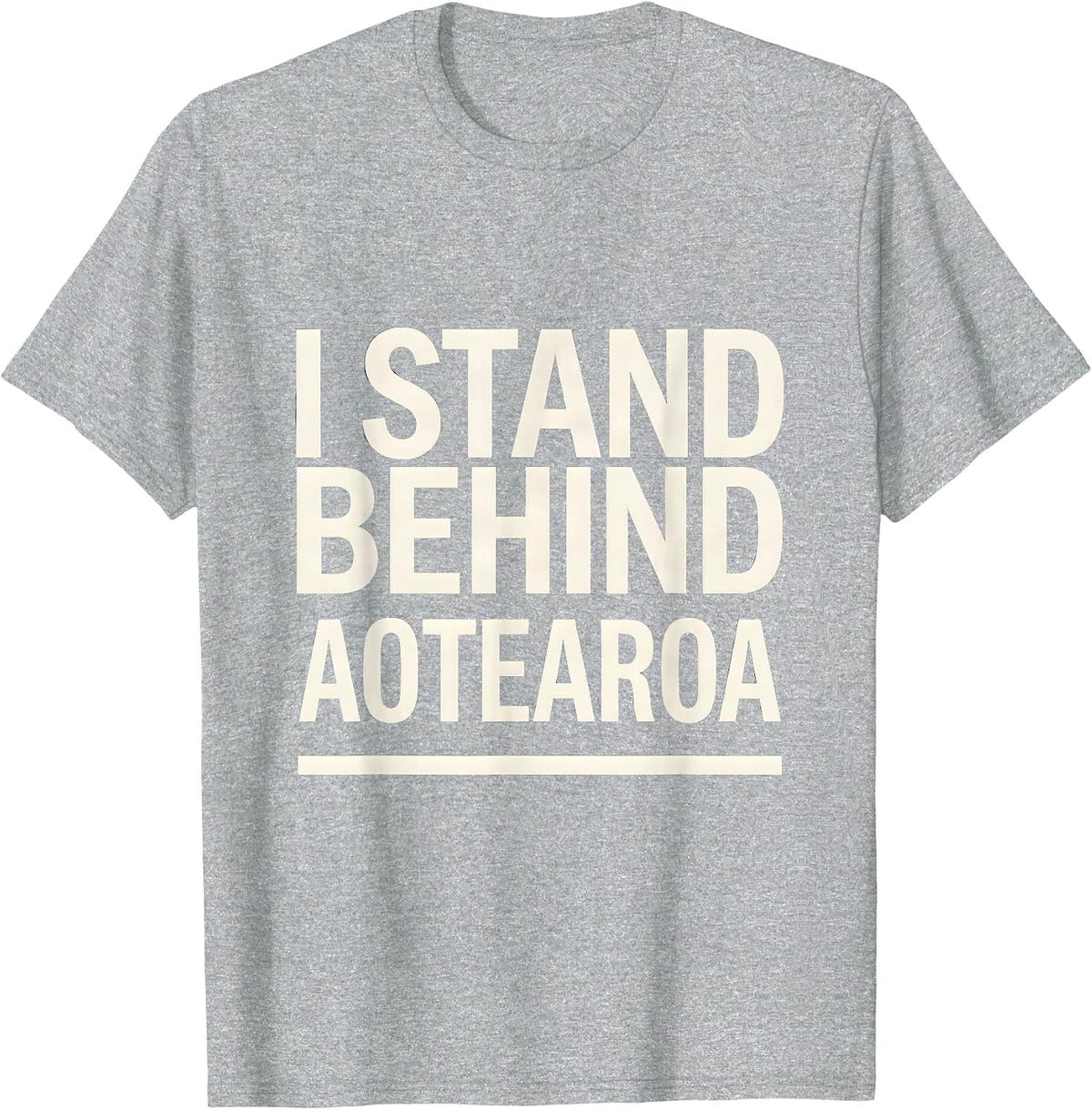 Men's I Stand Behind Aotearoa New Zealand Kiwi Pride Rugby Haka T-Shirt - Heather Grey