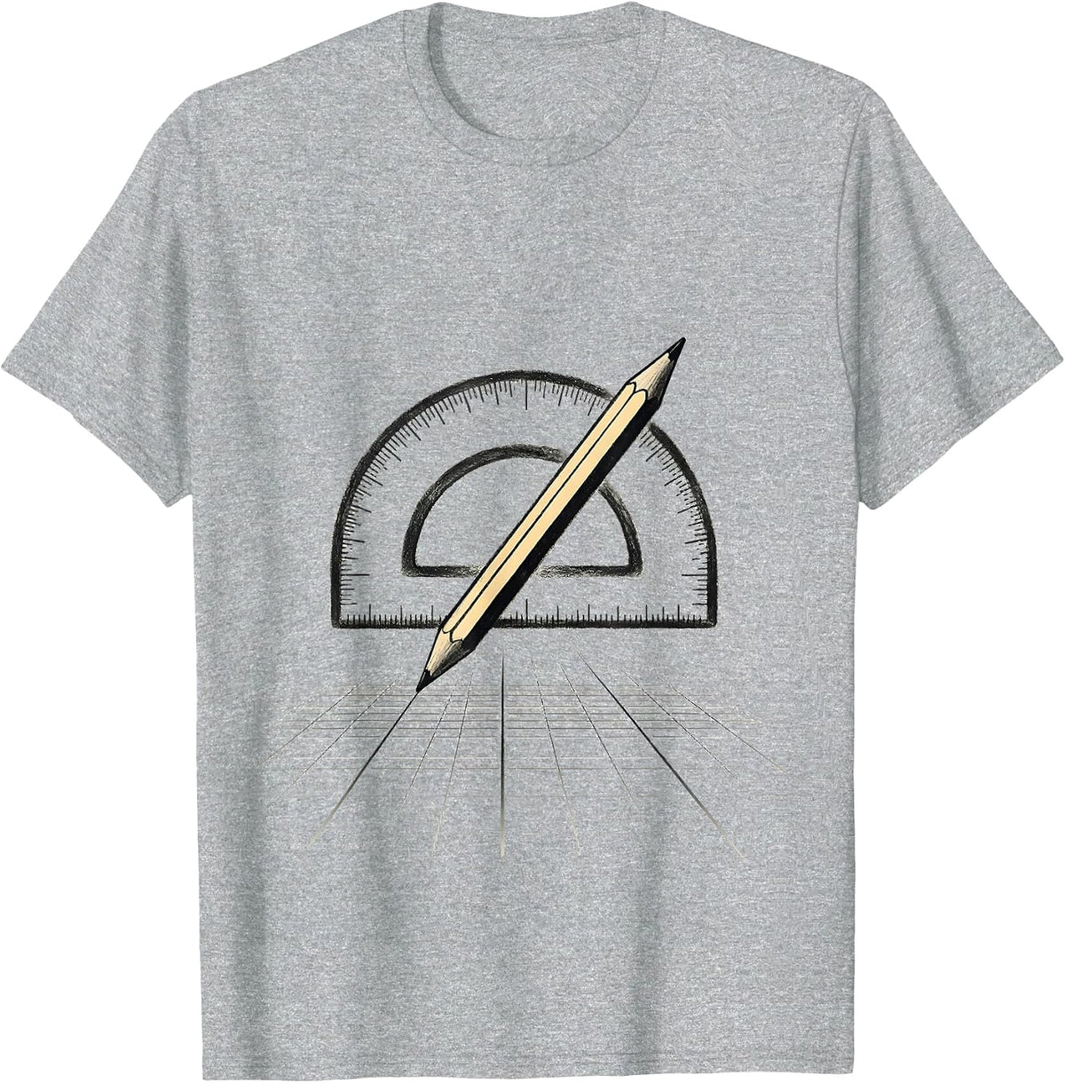 Men's Teacher Math Geometry Protractor Pencil Graph Design T-Shirt - Heather Grey
