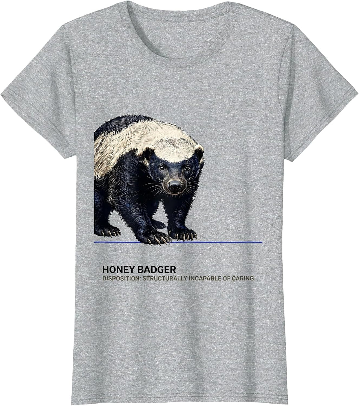 Women's Honey Badger — Disposition: Structurally Incapable Of Caring T-Shirt - Heather Grey