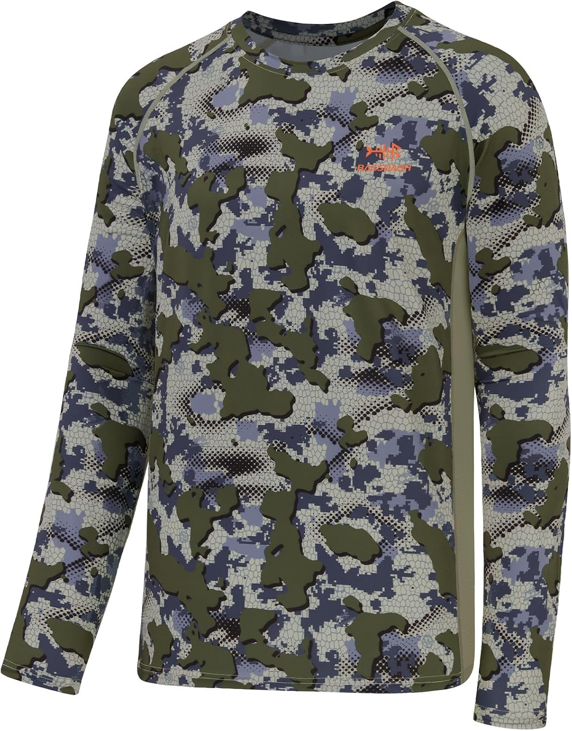 BASSDASH Men's Hunting Camo Performance Long Sleeve Shirt Fishing UPF50+ FS13M - Green Vegetation Camo