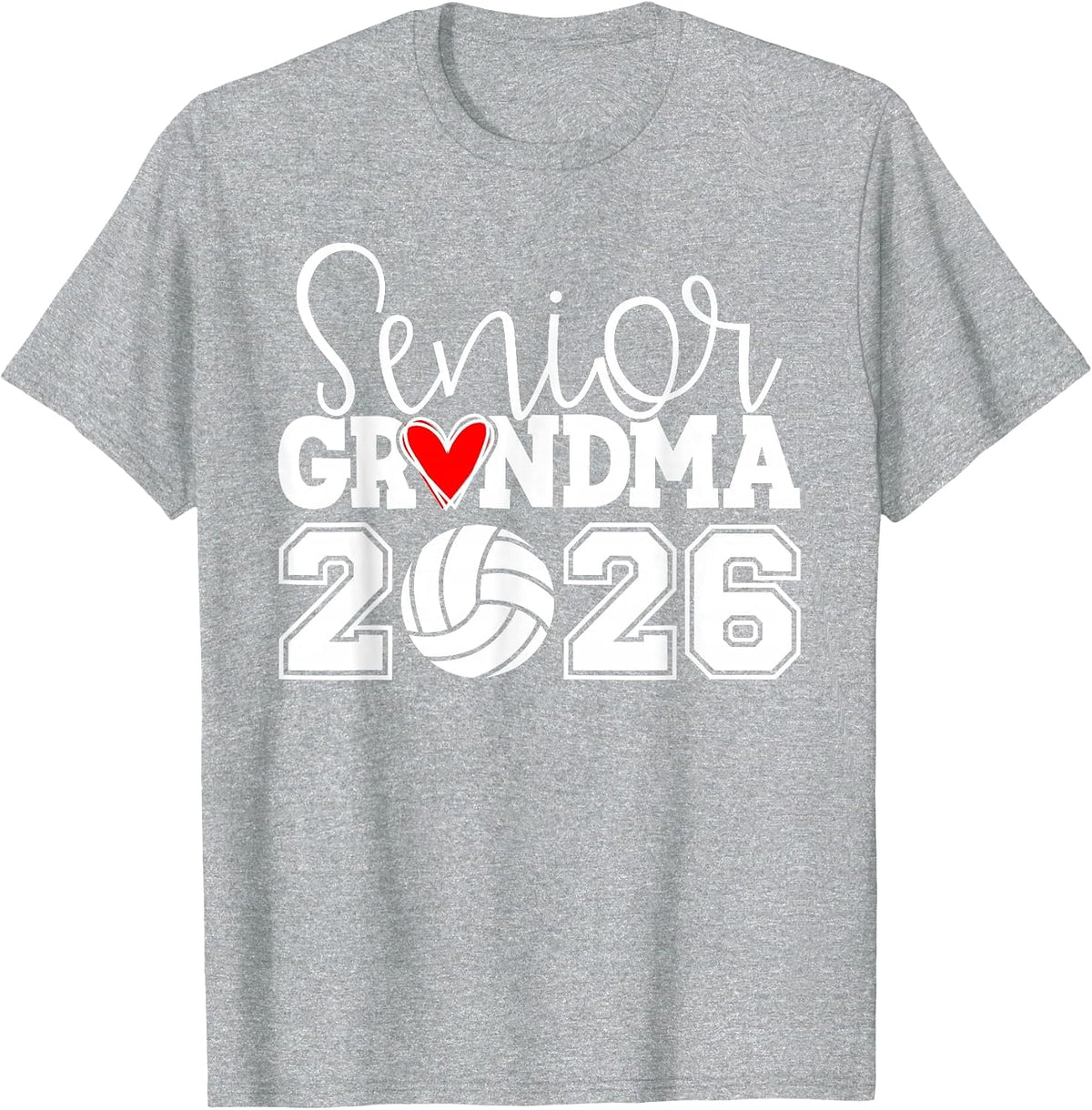 Proud Senior Volleyball Grandma Class of 2026 Graduation T-Shirt - Heather Grey