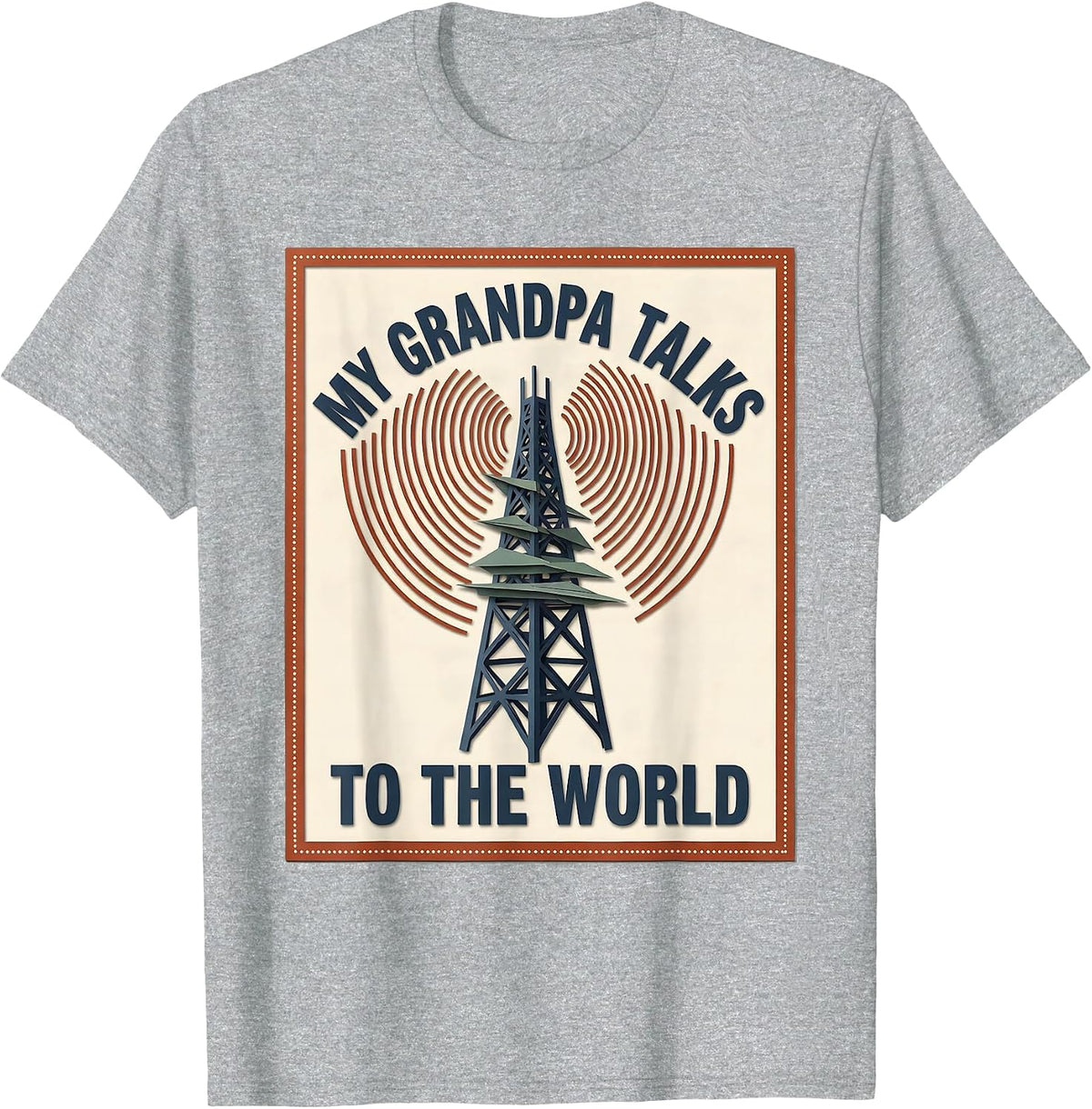 Men's My Grandpa Talks To The World Funny Ham Radio Operator Nerdy T-Shirt - Heather Grey