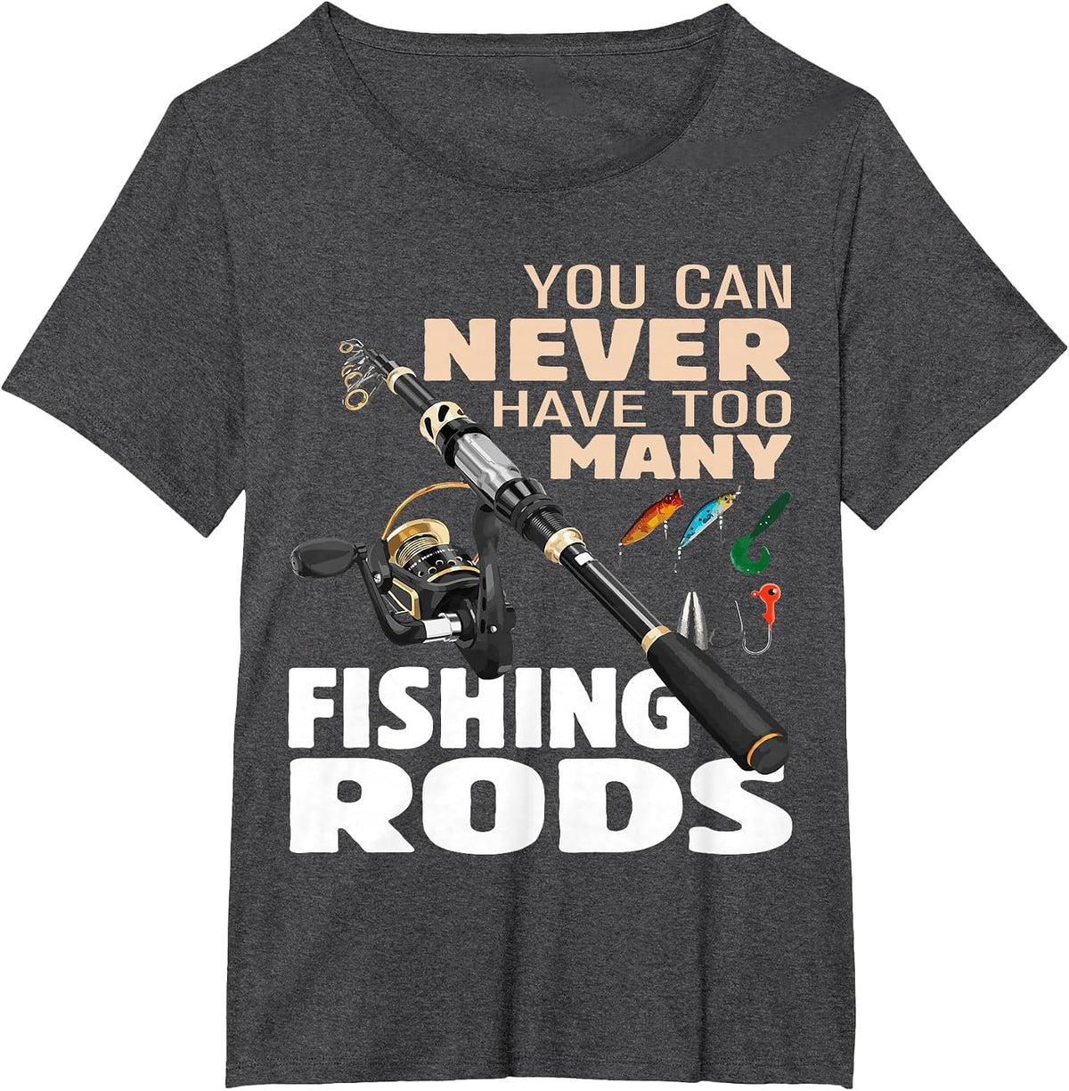 Funny Fisherman Fishing Rods Design Fishing Lovers Outfit T-Shirt - Dark Heather Grey