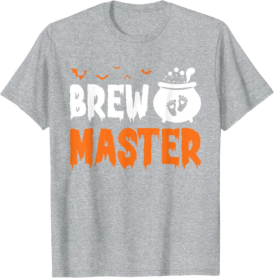 Brew Master Halloween Baby Reveal Pregnancy Announcement T-Shirt - Heather Grey