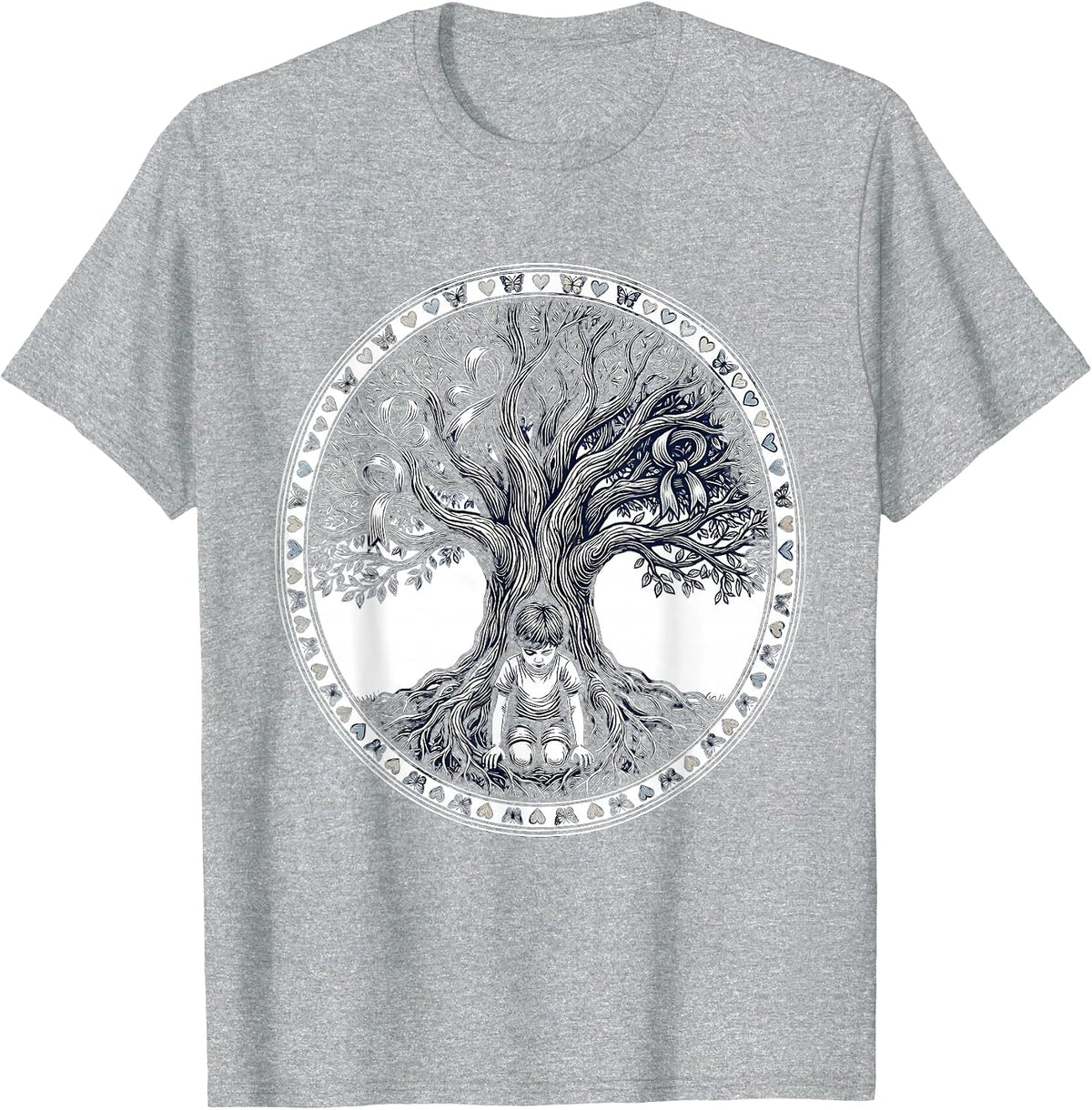 Men's Down Syndrome Awareness Tree Planting Growth Art T-Shirt - Heather Grey