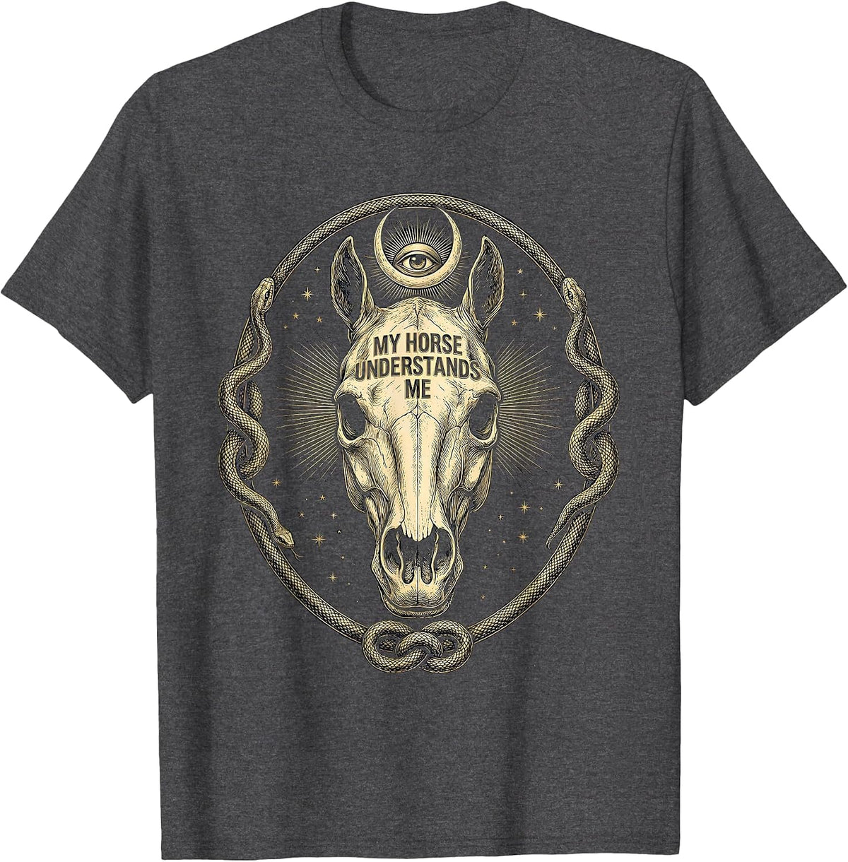 My Horse Understands Me Cowgirl Design T-Shirt - Dark Heather Grey