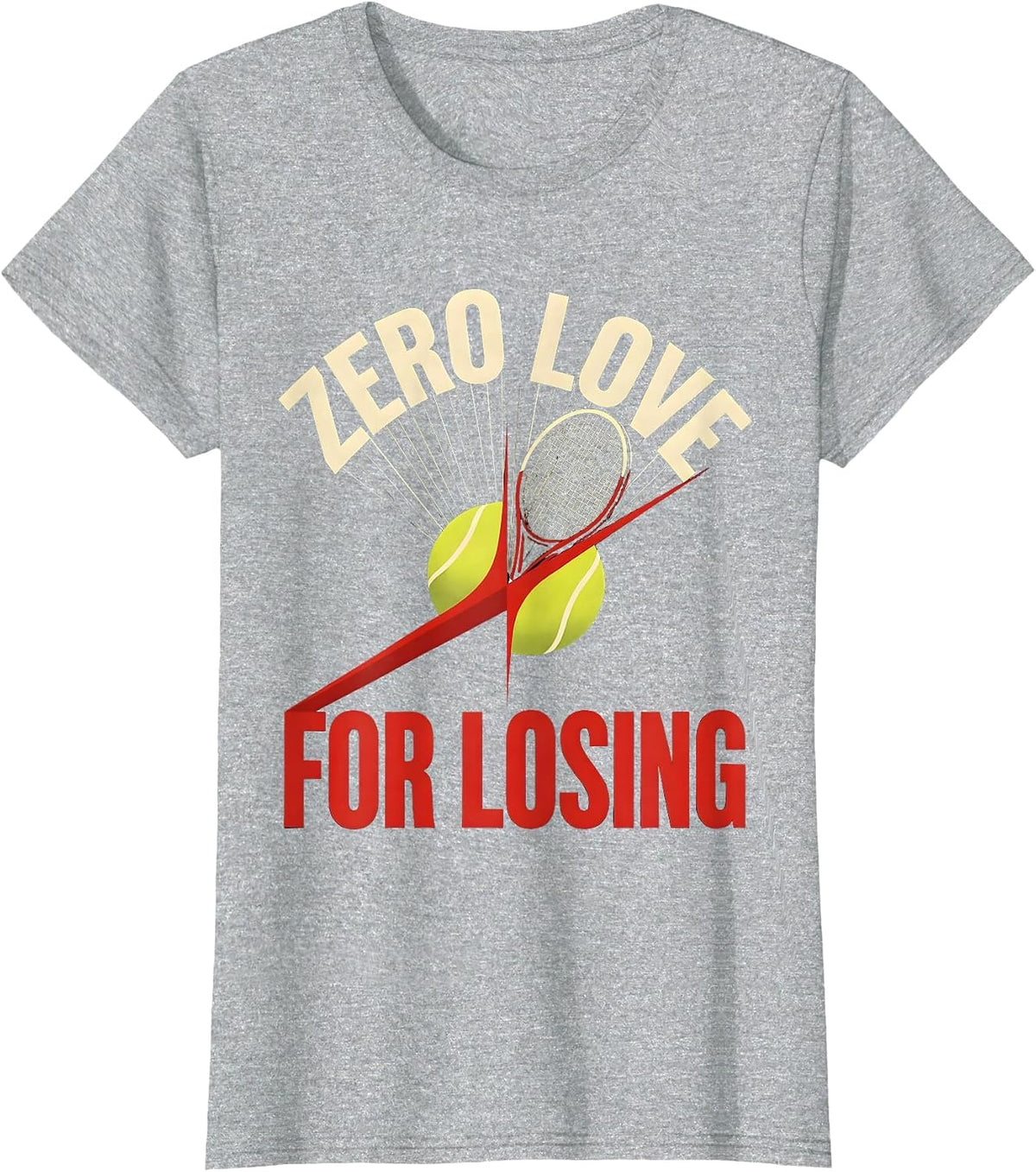 Zero Love For Losing Tennis Graphic Design T-Shirt - Heather Grey