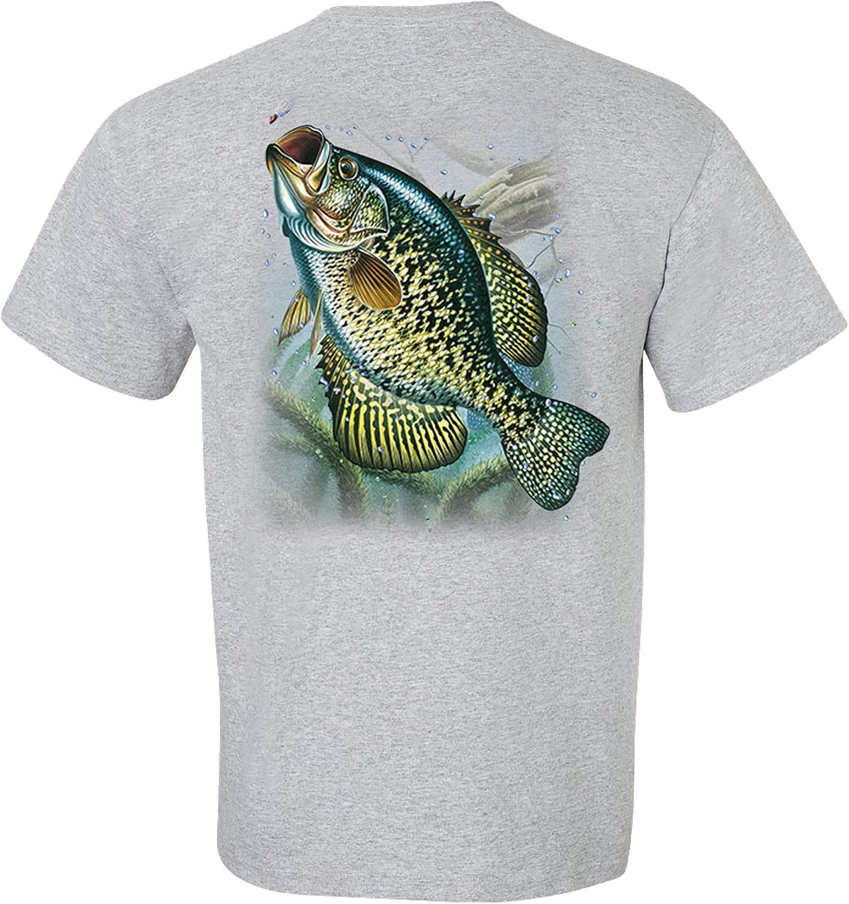 Fishing Action Crappie Adult Short Sleeve Tee Shirt Sports Gray - Sports Gray