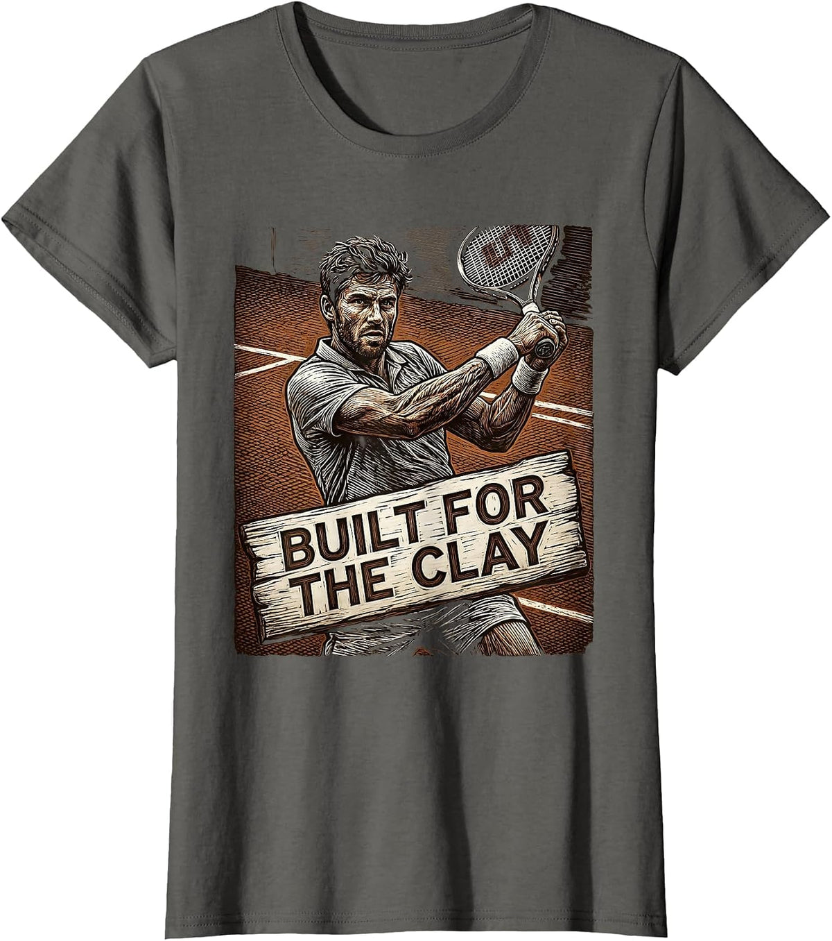 Women's Built for the Clay Tennis Graphic Design T-Shirt - Asphalt Grey