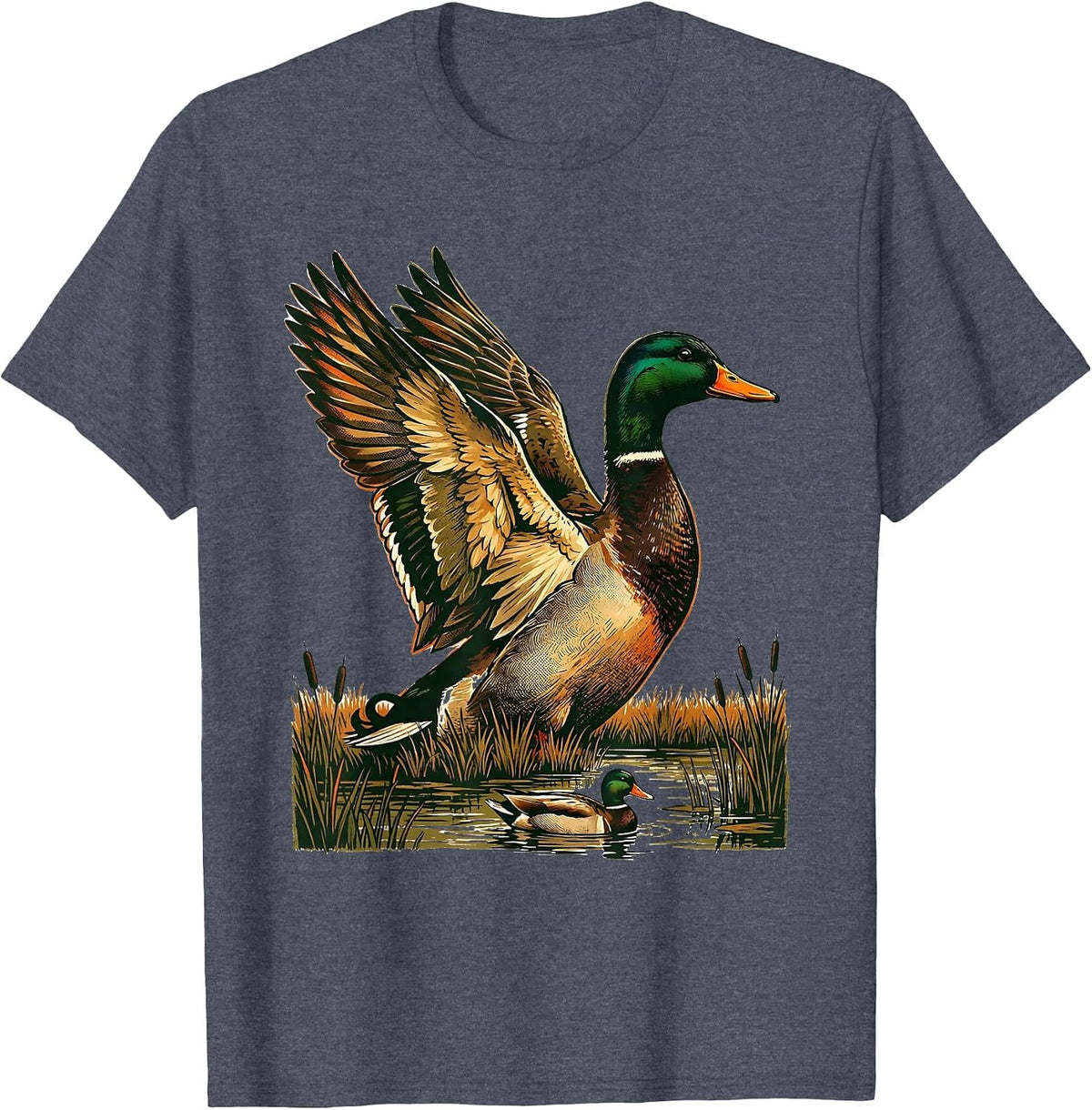 Mallard Drake Hunting Camo Waterfowl Hunter Gift T-Shirt - Heather Blue