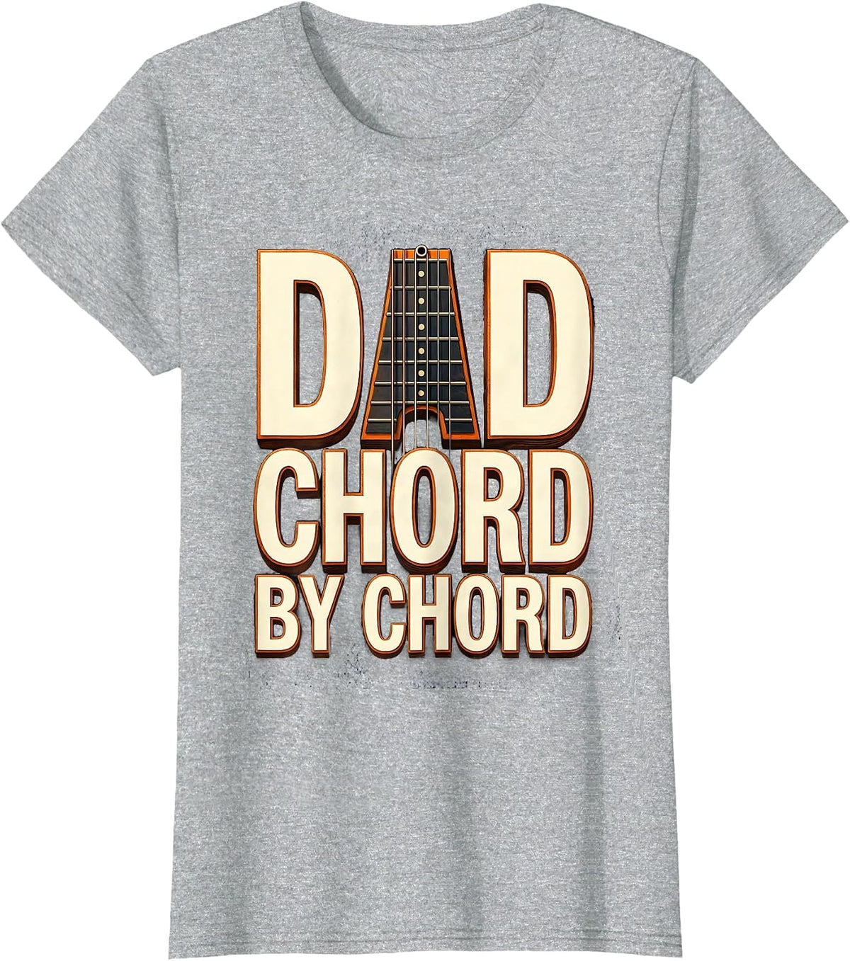 Women's Dad Chord By Chord Funny Guitar Player Dad Gift Humor T-Shirt - Heather Grey
