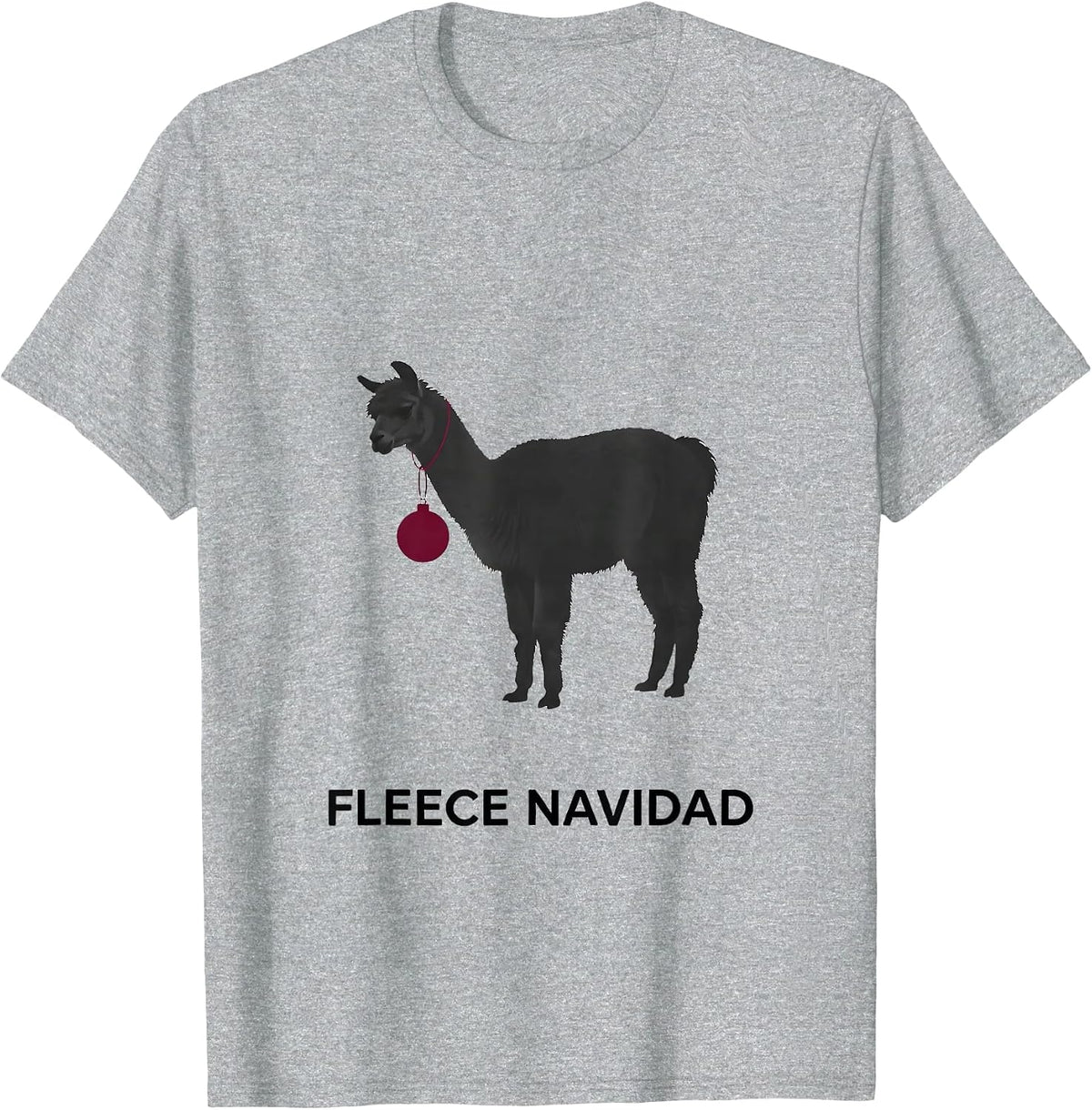 Men's Llama Slouch Funny Christmas Pun Fleece Navidad Gift T-Shirt - Heather Grey