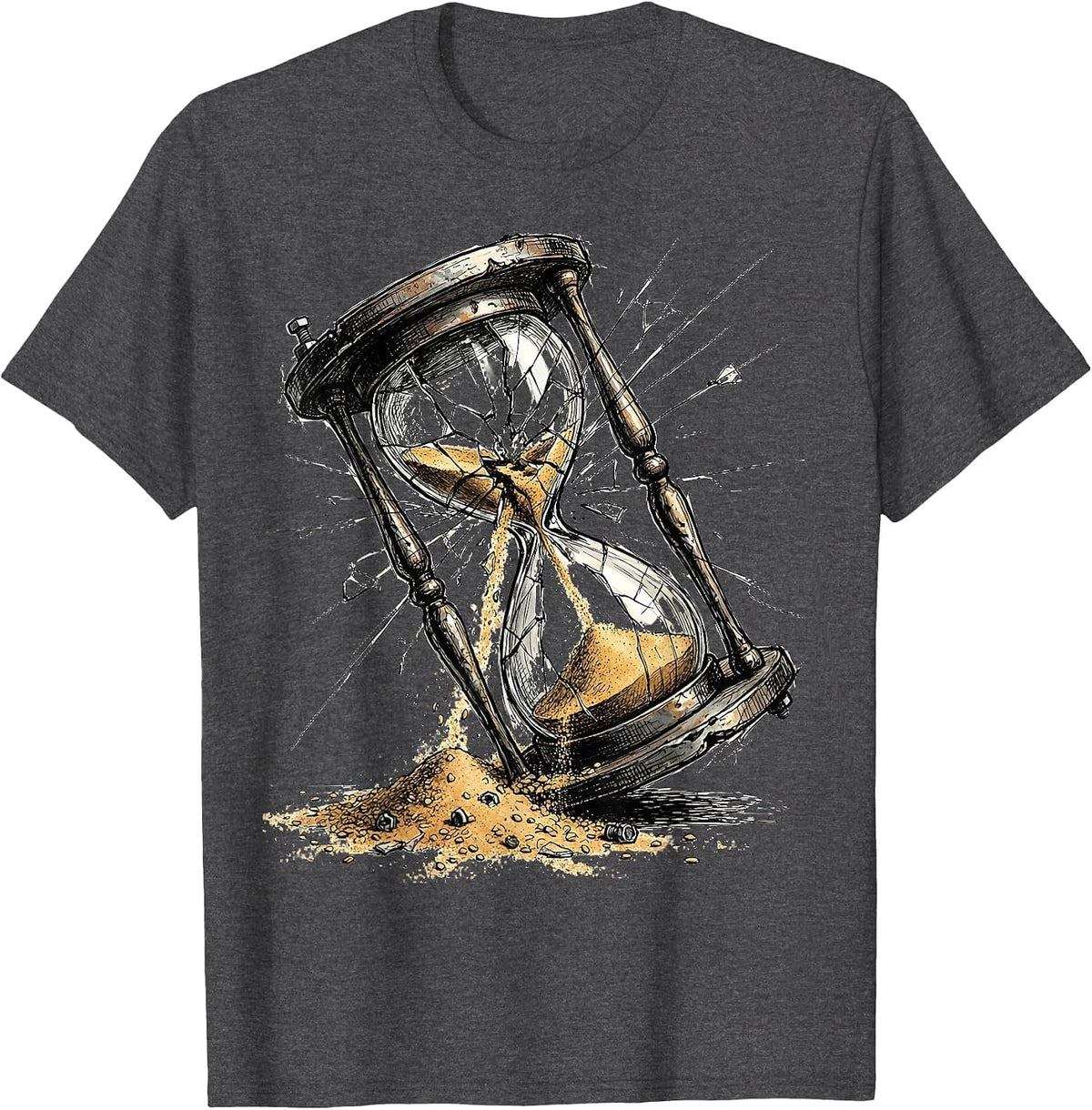 Labor Day Broken Hourglass Sarcastic Design T-Shirt - Dark Heather Grey