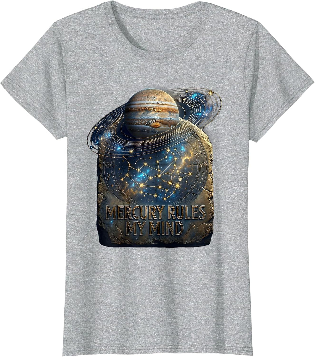 Mercury Rules My Mind Virgo Astrology Design T-Shirt - Heather Grey