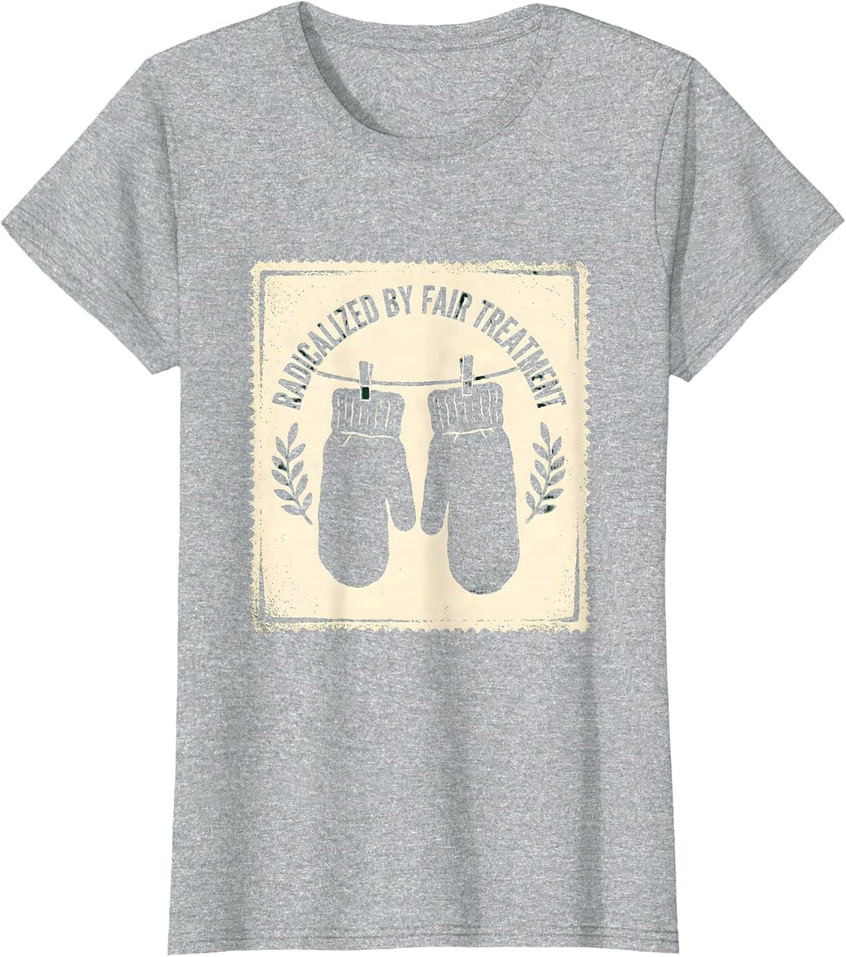Radicalized By Fair Treatment Rubber Stamp Feminist Activist T-Shirt - Heather Grey