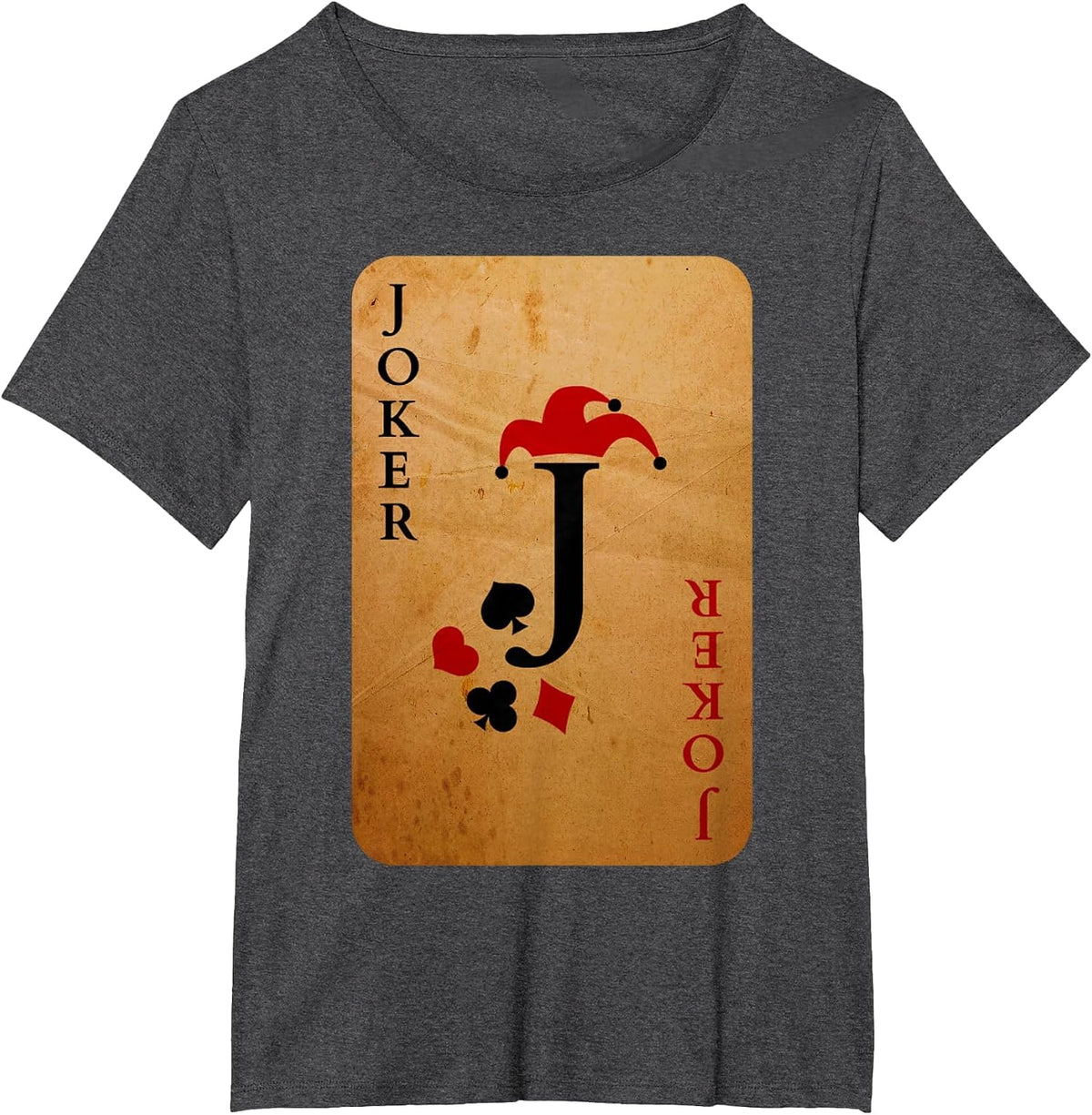Joker Card Costume Halloween Deck of Cards T-Shirt - Dark Heather Grey