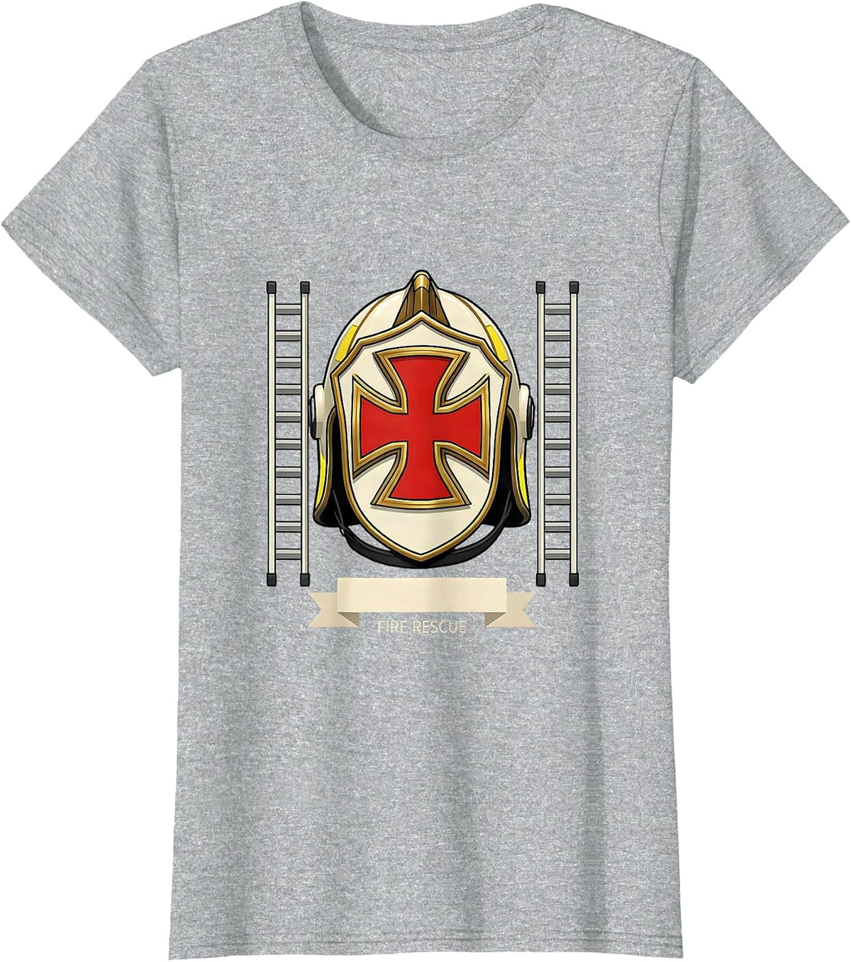Fire Rescue Funny Firefighter Emblem Fire Department Pride T-Shirt - Heather Grey