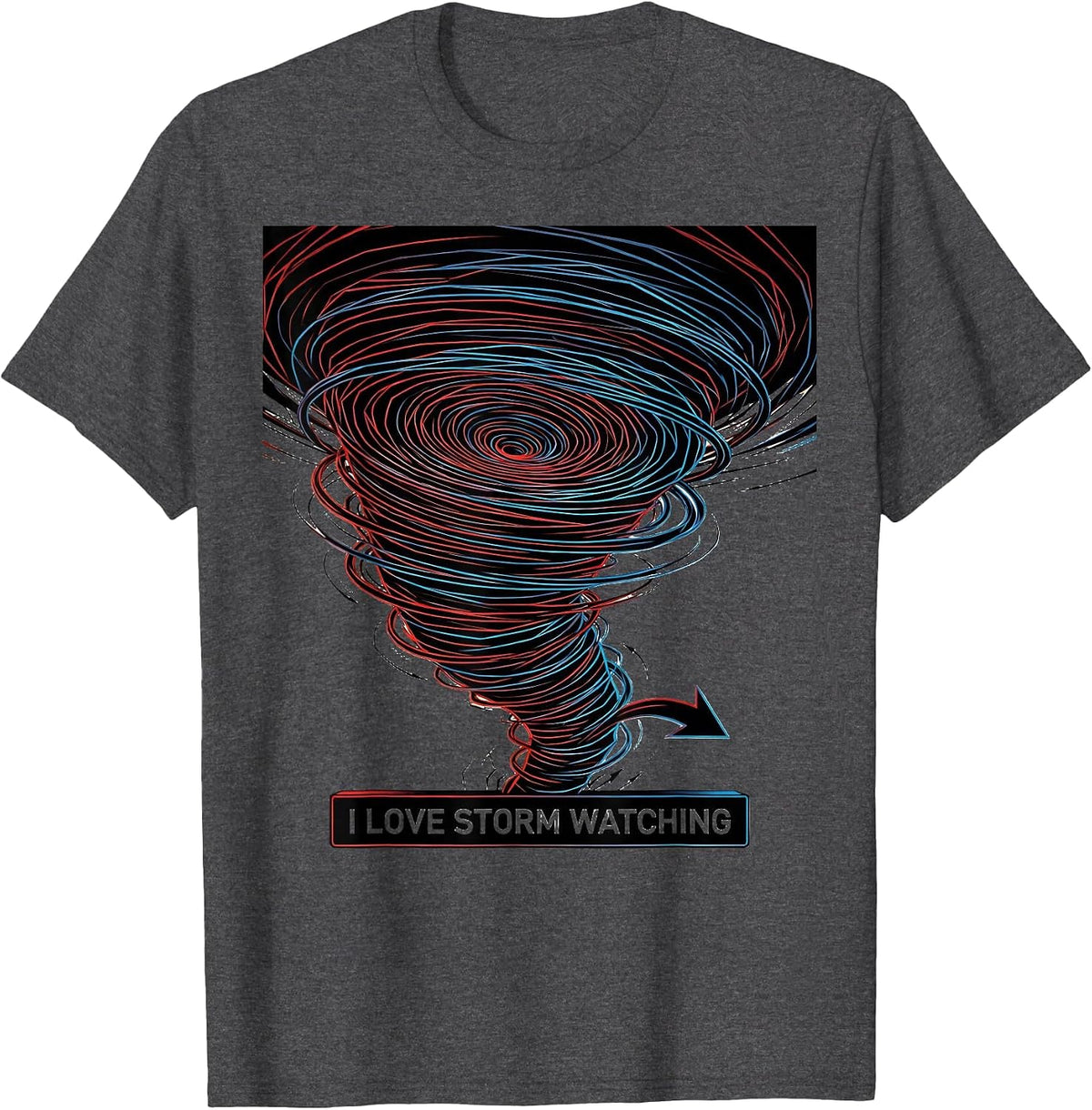 Men's I Love Storm Watching Geometric Tornado Chaser Weather T-Shirt - Dark Heather Grey
