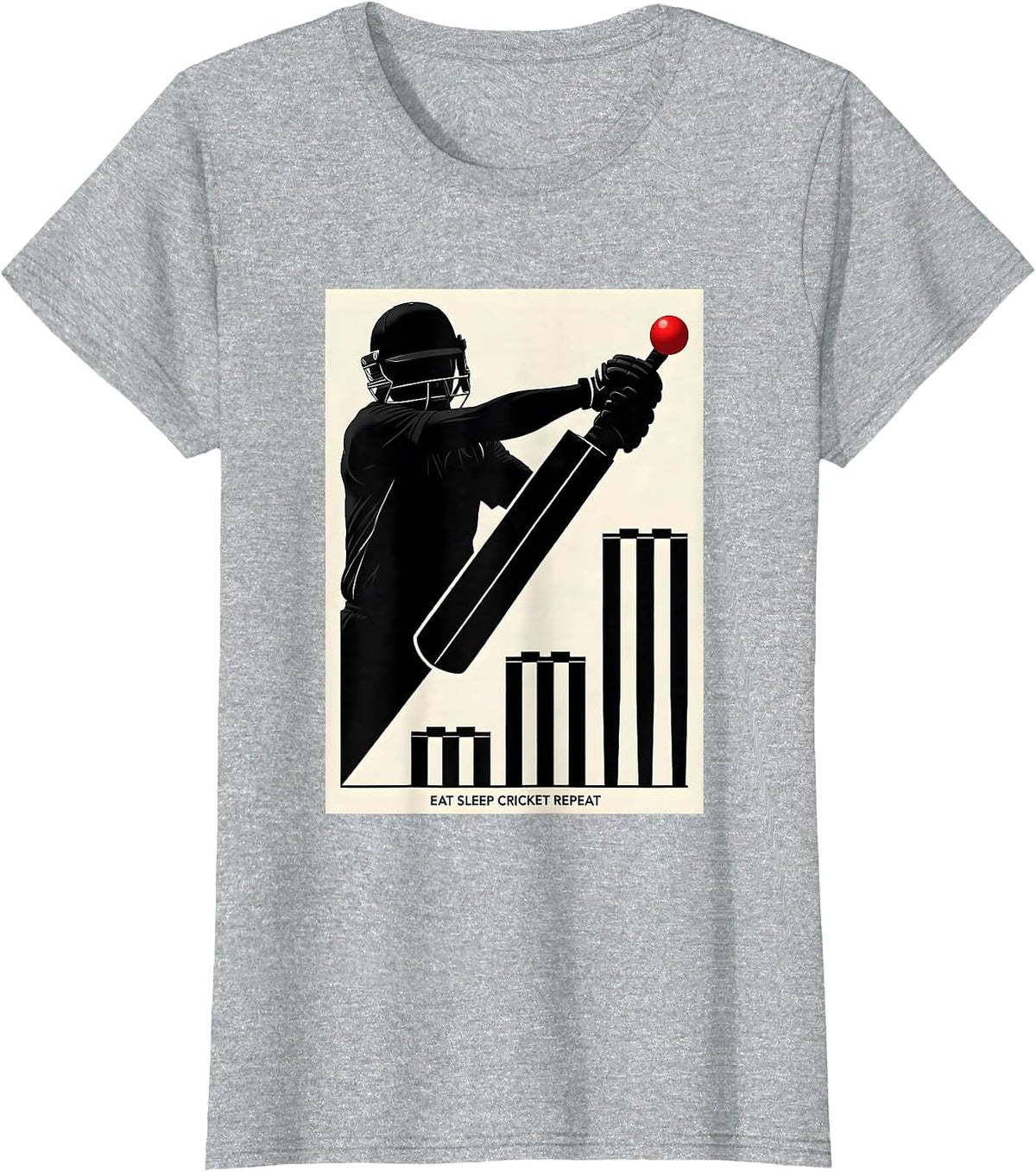Eat Sleep Cricket Repeat Funny Cricket Player Youth Sports T-Shirt - Heather Grey