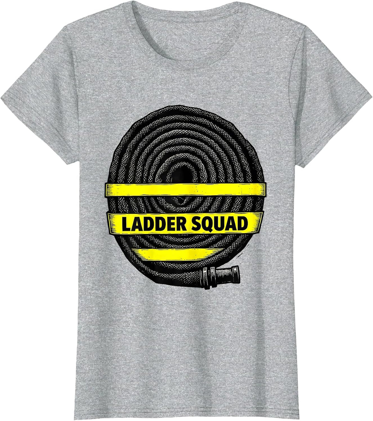 Ladder Squad Linocut Firefighter Fire Department Badge Pride T-Shirt - Heather Grey