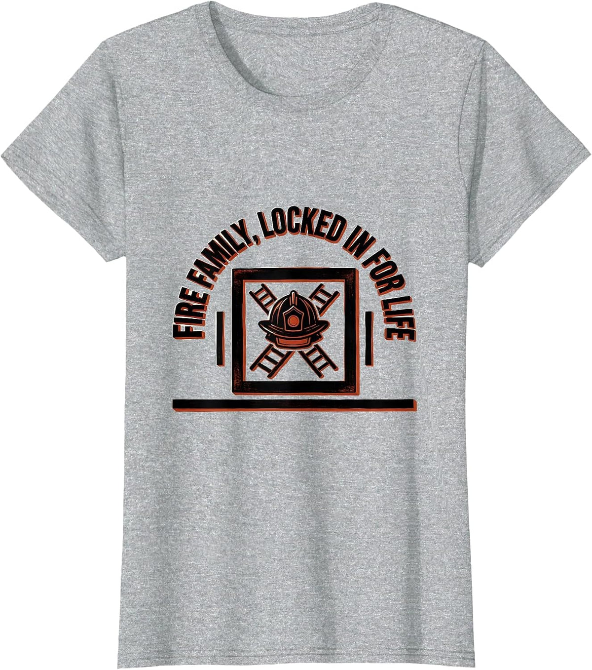 Fire Family Locked In For Life Firefighter Pride Retro Badge T-Shirt - Heather Grey