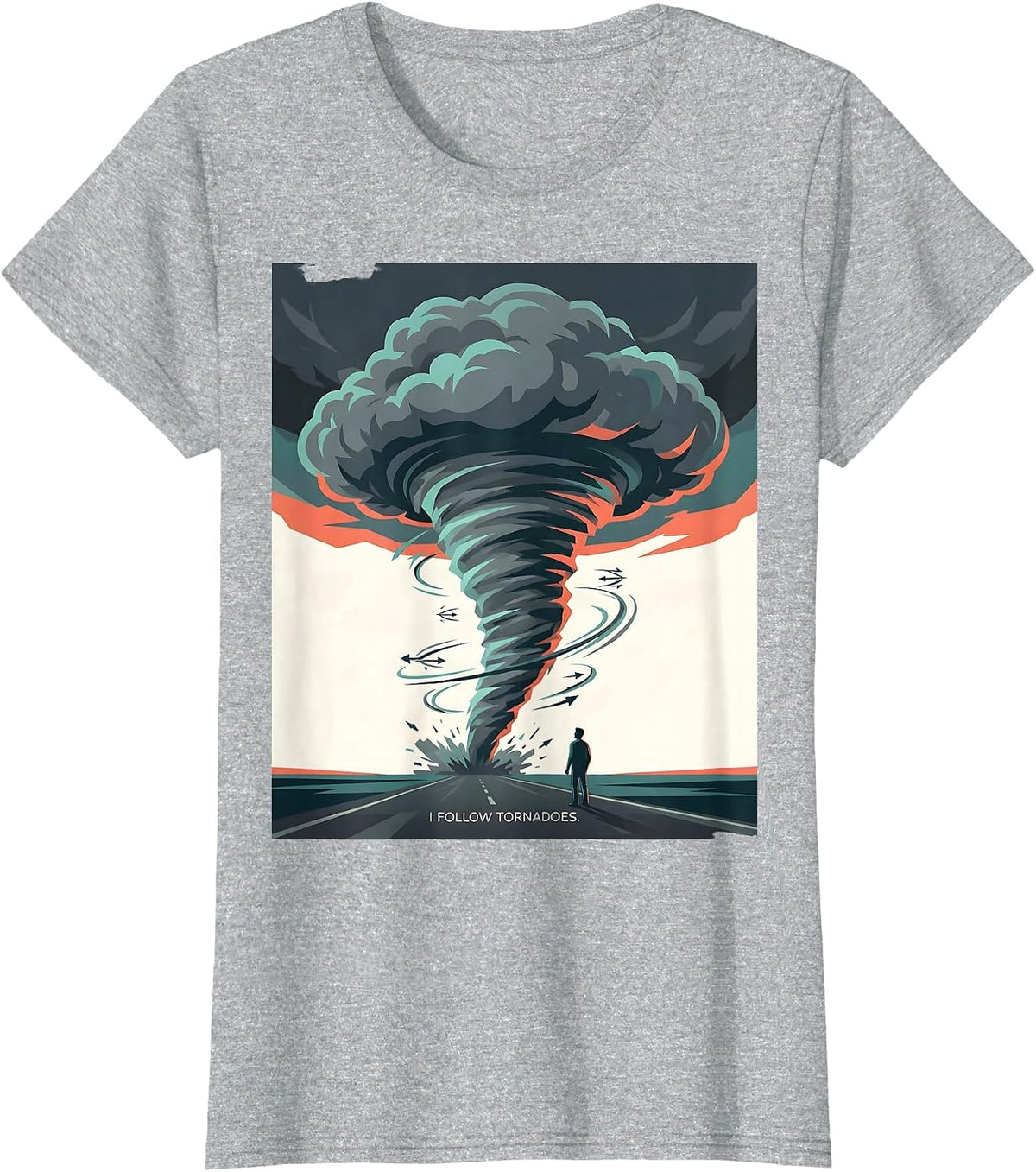 Women's I Follow Tornadoes Storm Chaser Meteorologist Enthusiast T-Shirt - Heather Grey