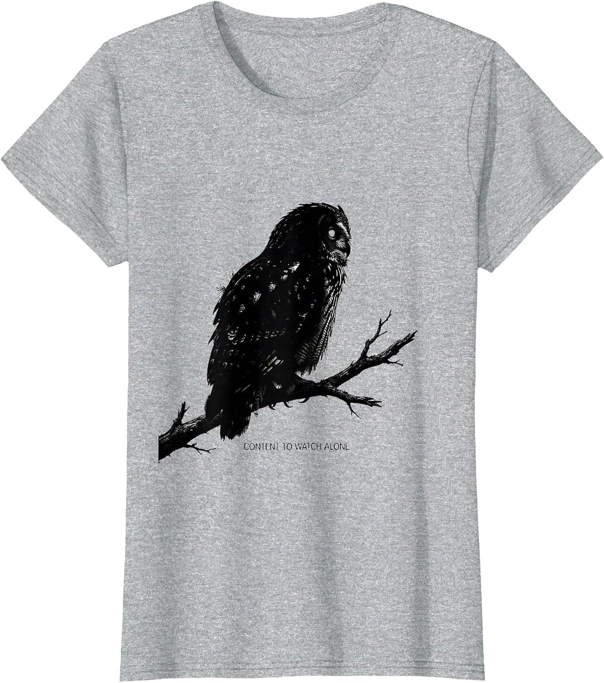 Content To Watch Alone Funny Owl Bird Lover Humor T-Shirt - Heather Grey