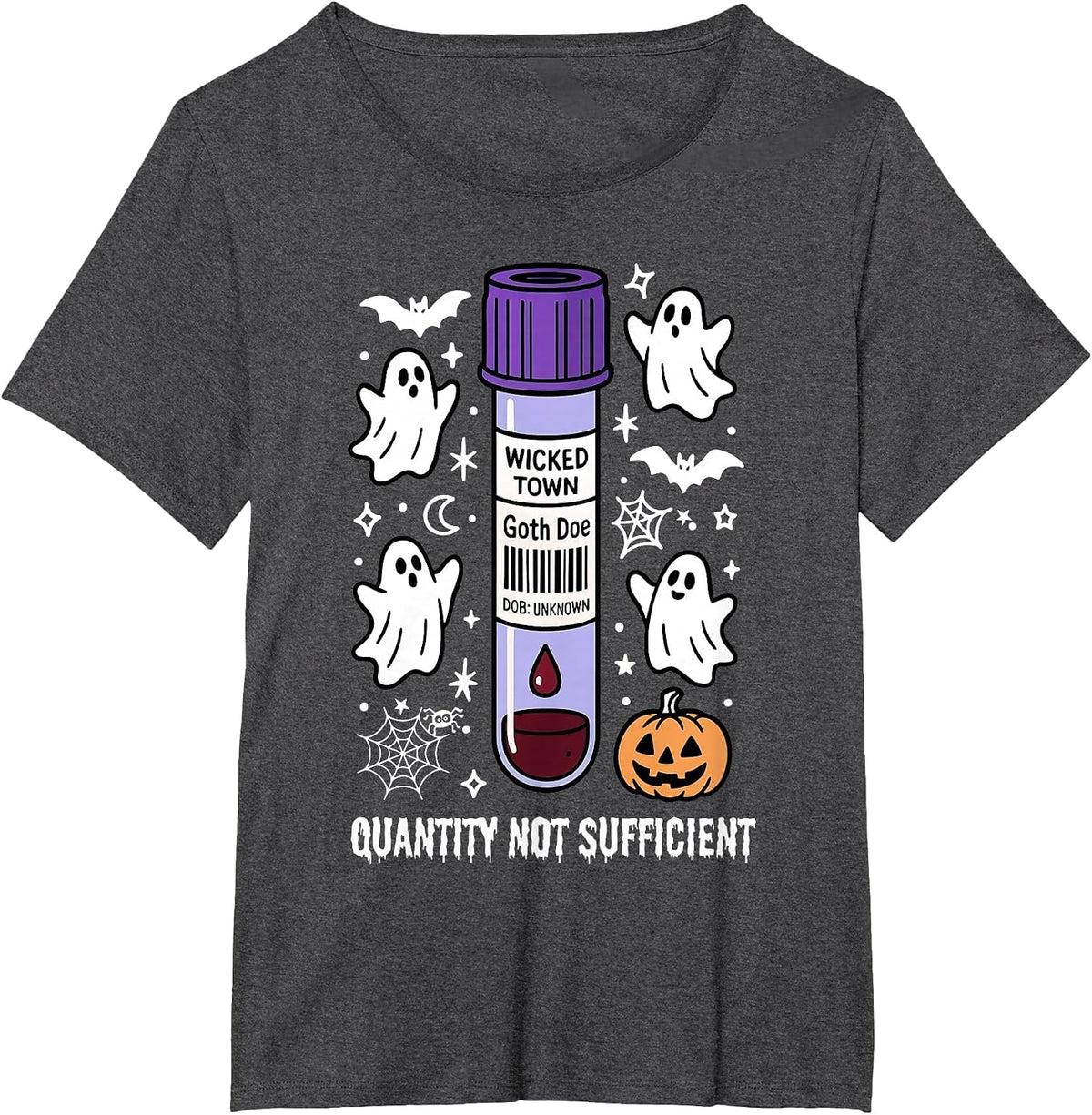 Test Tube Halloween Lab Tech Laboratory Science Phlebotomy T-Shirt - Dark Heather Grey