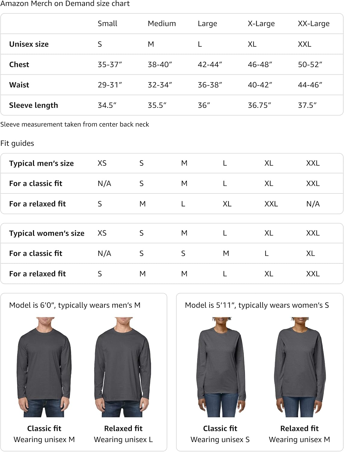 Japanese Hear No Evil Wise Monkey with Saying Long Sleeve T-Shirt - size chart