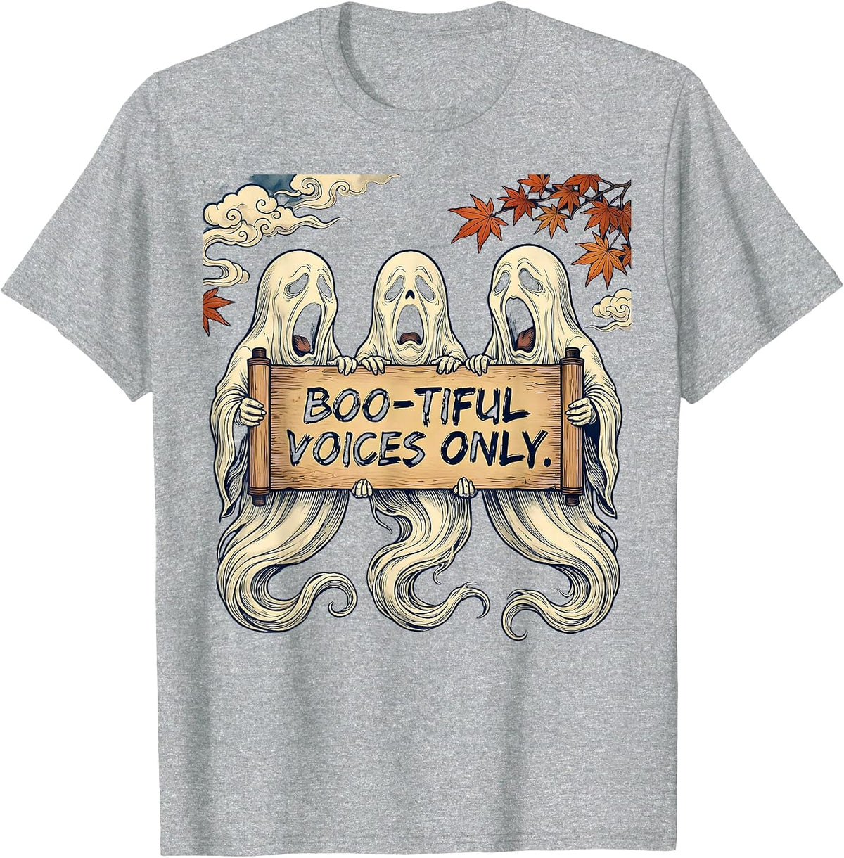Men's Boo-tiful Voices Only Halloween Ghost Choir T-Shirt - Heather Grey