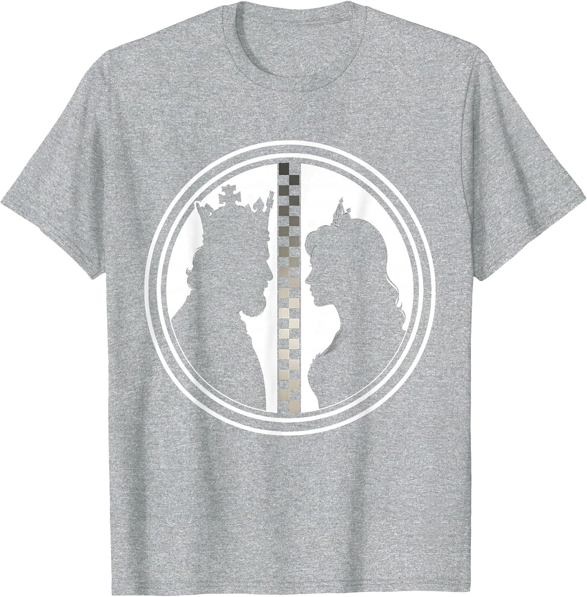 Men's Chess Pieces Face Off Board Game Illustration T-Shirt - Heather Grey