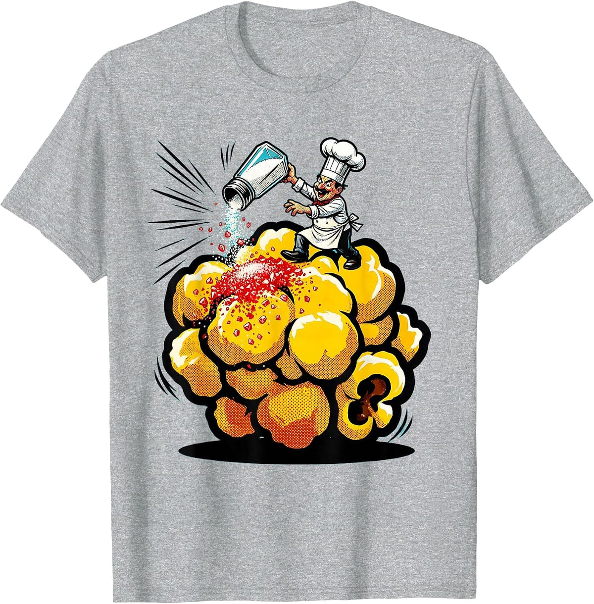 Men's Tiny Chef Seasoning Giant Popcorn Kernel T-Shirt - Heather Grey